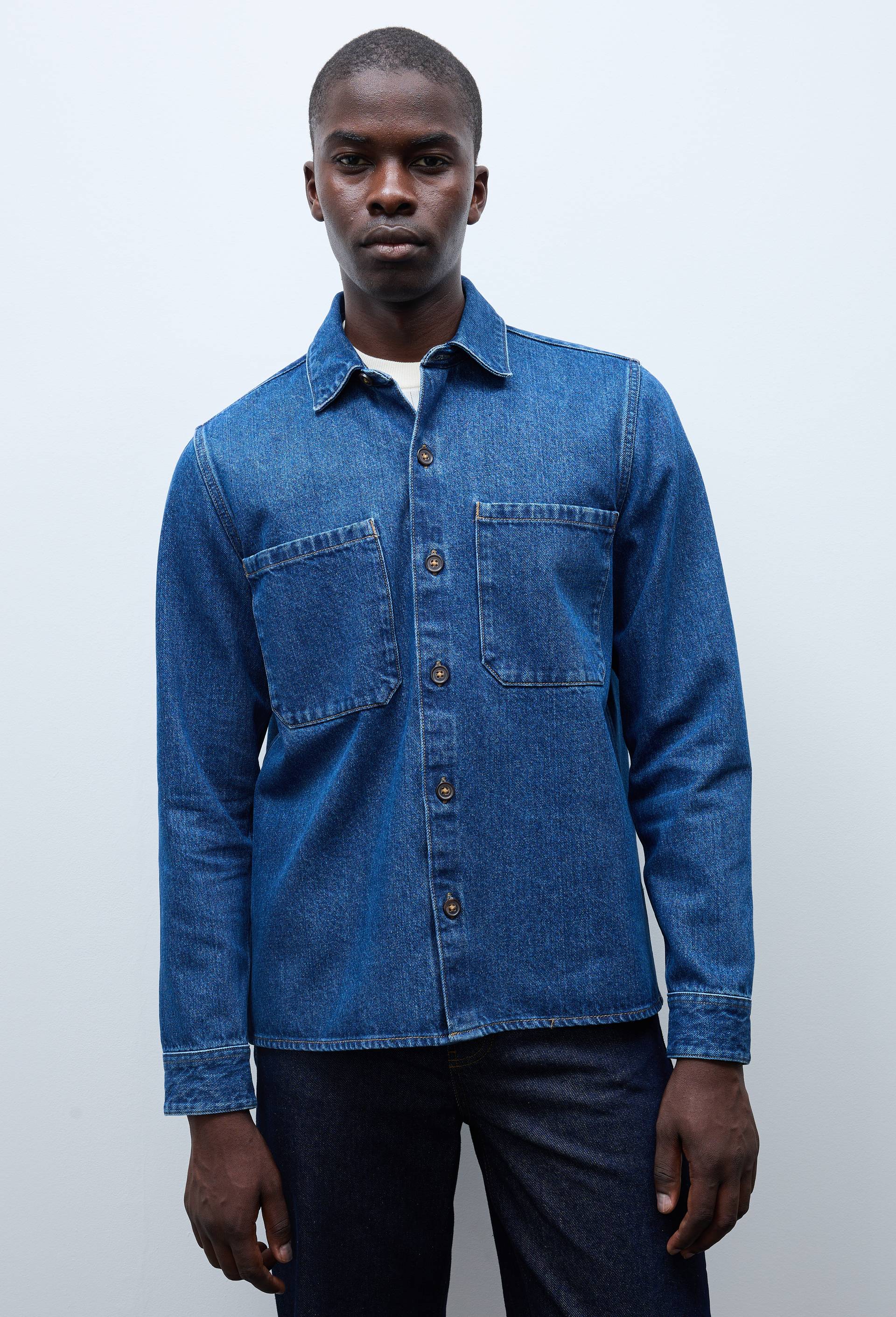 Surchemise en jean en coton, Bleu, large image number 0.0