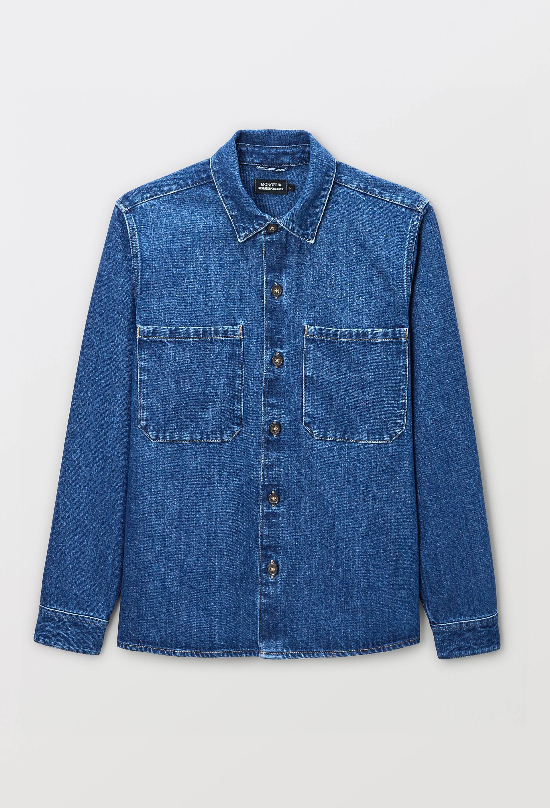 Surchemise en jean en coton, Bleu, large image number 2