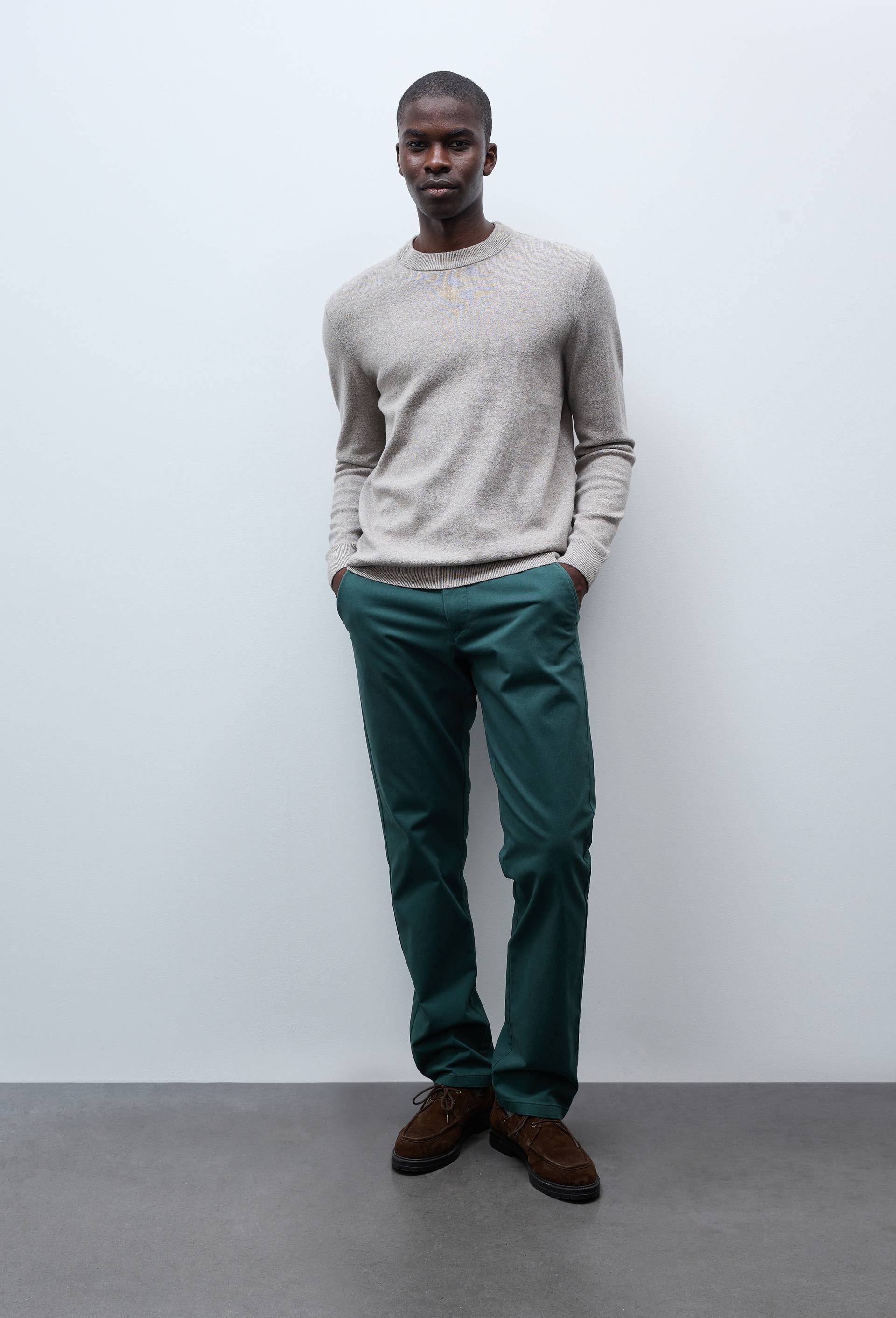 Pantalon chino straight en coton BIO GOTS, Vert fonc&eacute;, swatch image