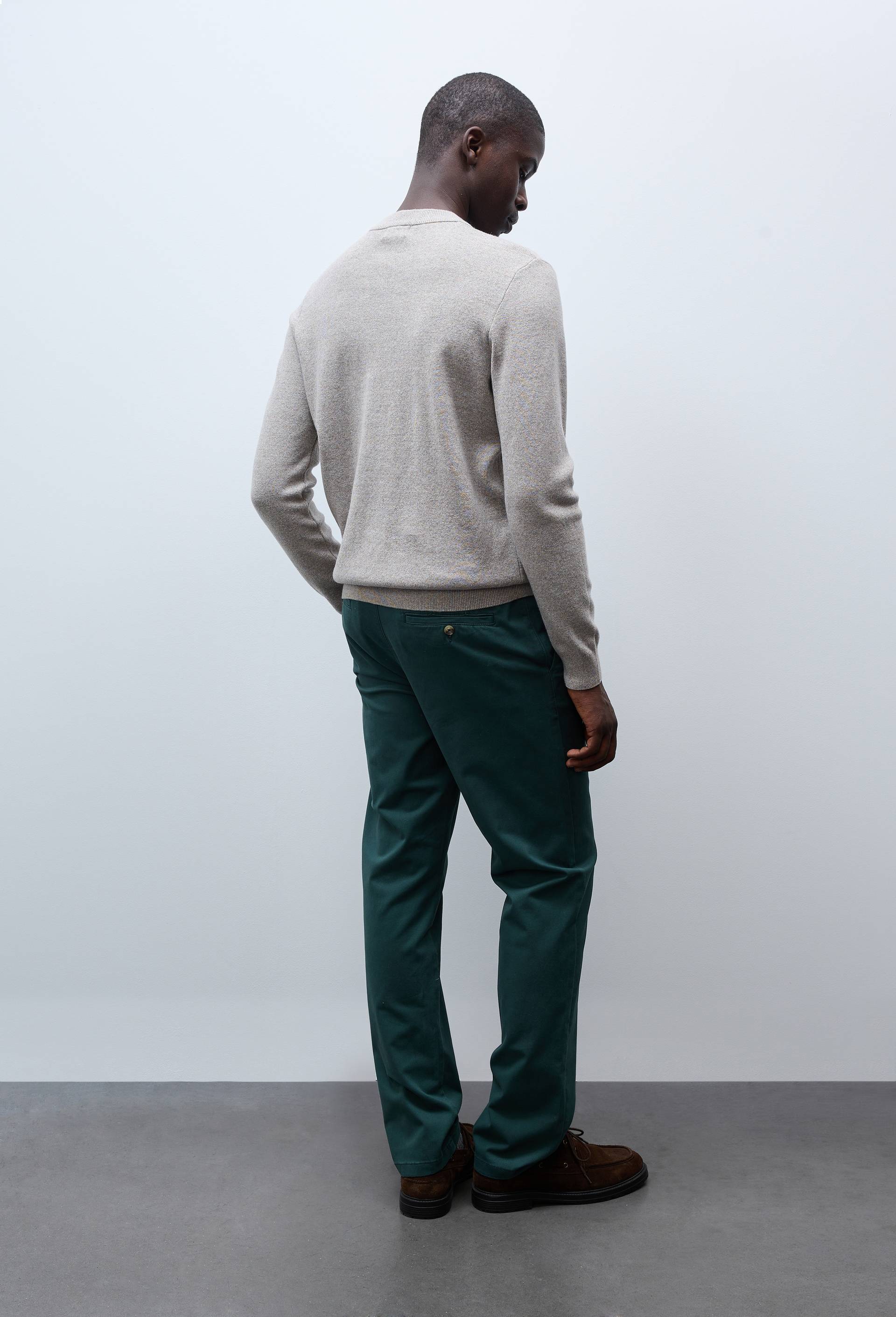 Pantalon chino straight en coton BIO GOTS, Vert fonc&eacute;, large image number 1.0