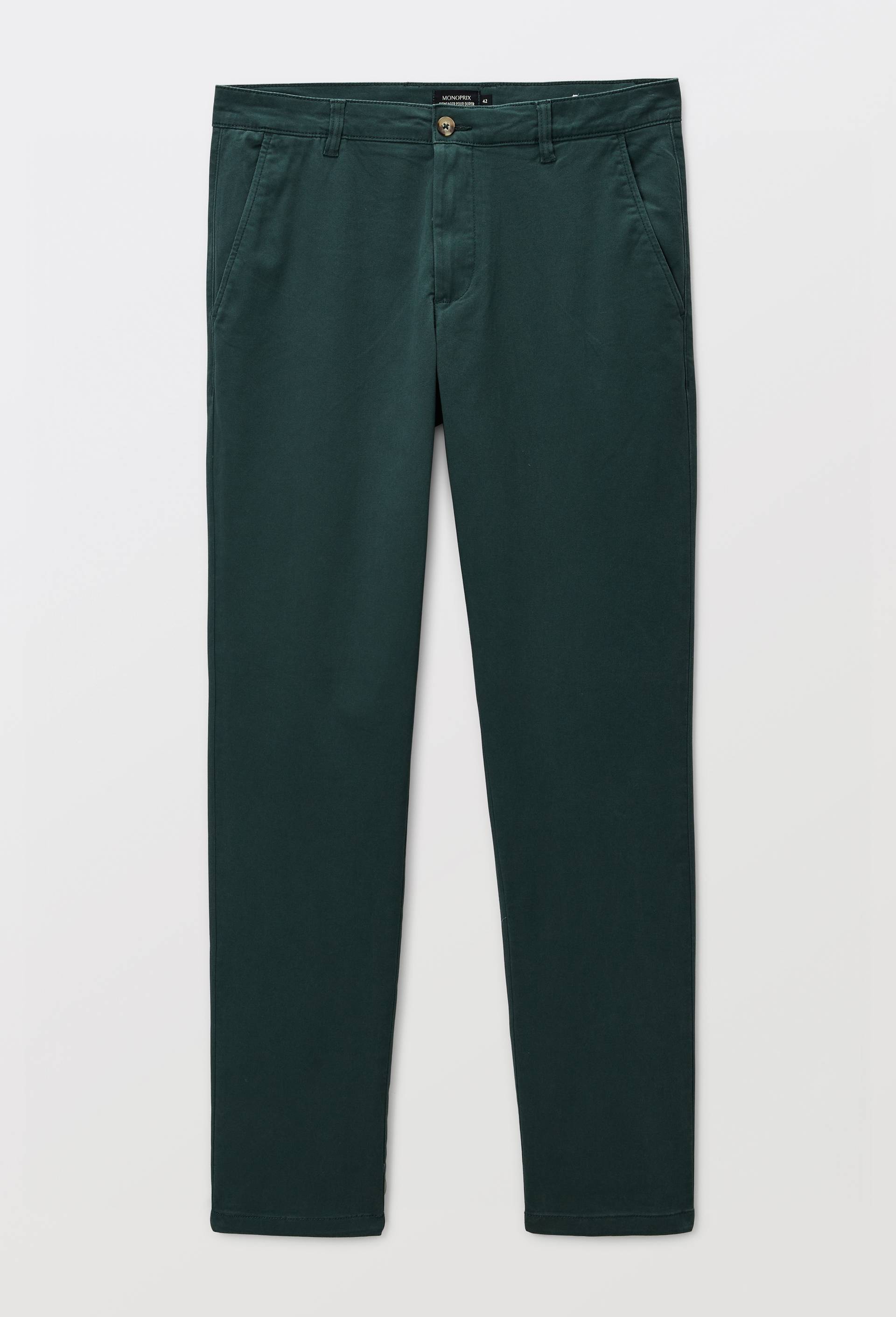 Pantalon chino straight en coton BIO GOTS, Vert fonc&eacute;, large image number 2.0