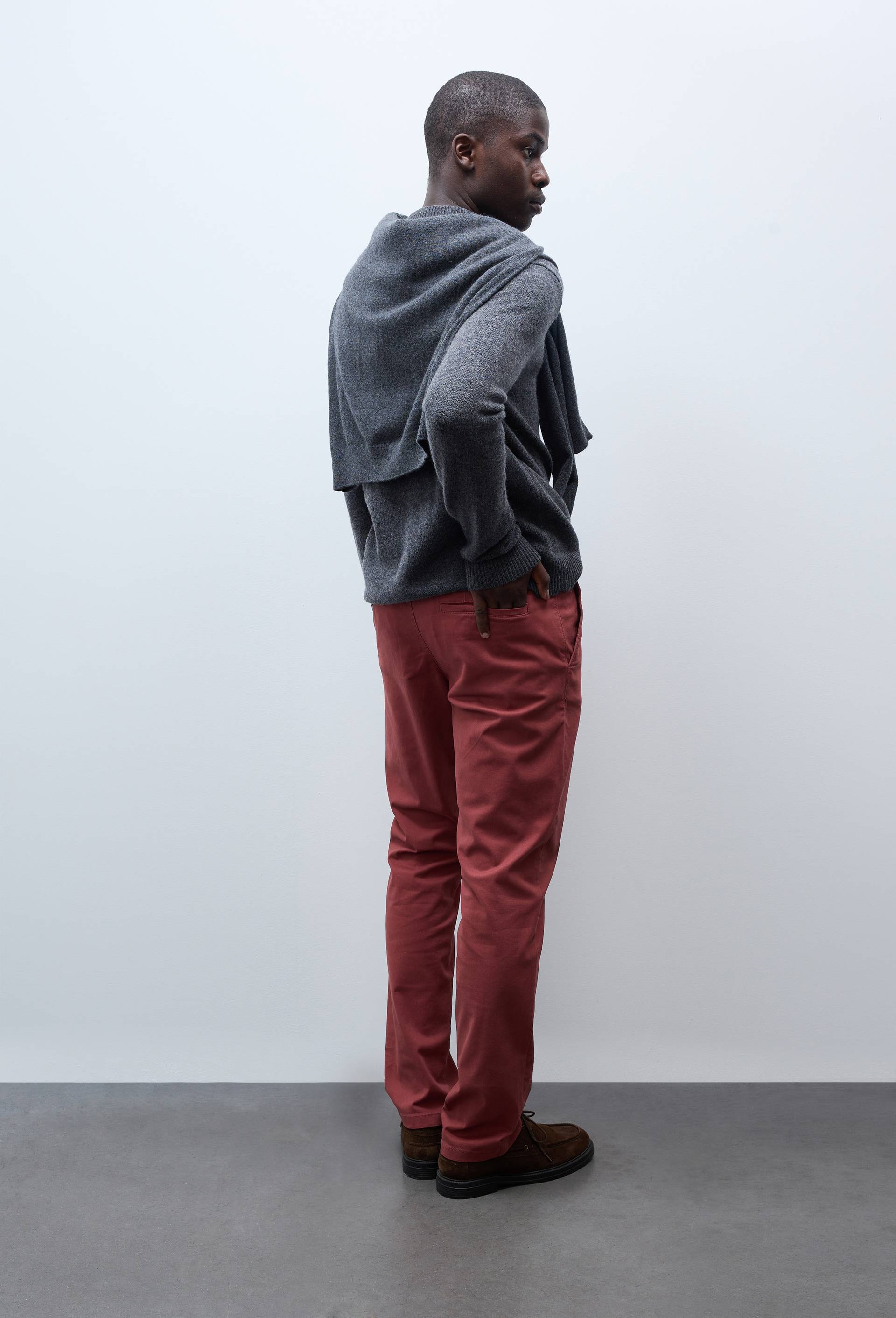 Pantalon chino straight en coton BIO GOTS, Rouge fonc&eacute;, large image number 1.0