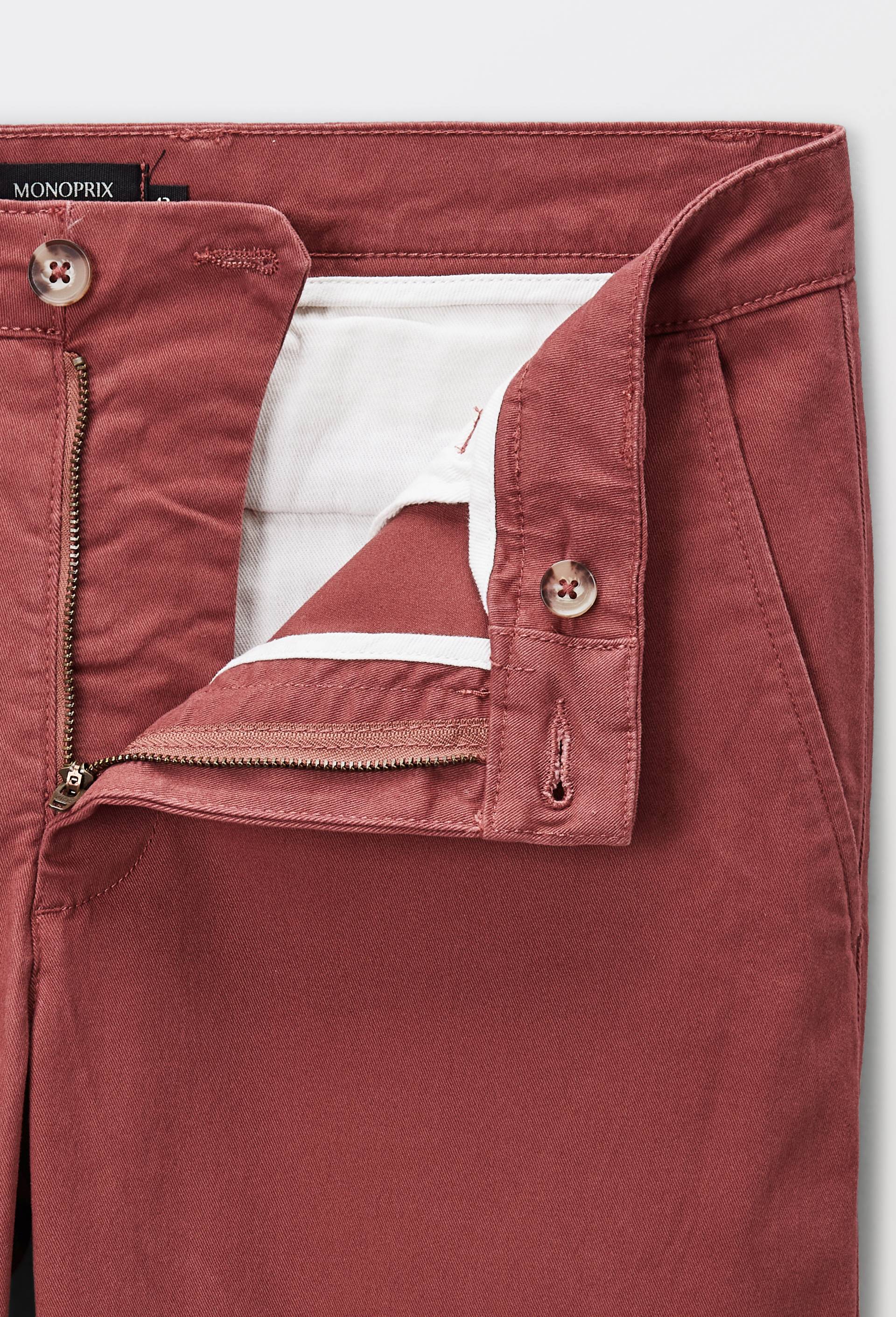 Pantalon chino straight en coton BIO GOTS, Rouge fonc&eacute;, large image number 3