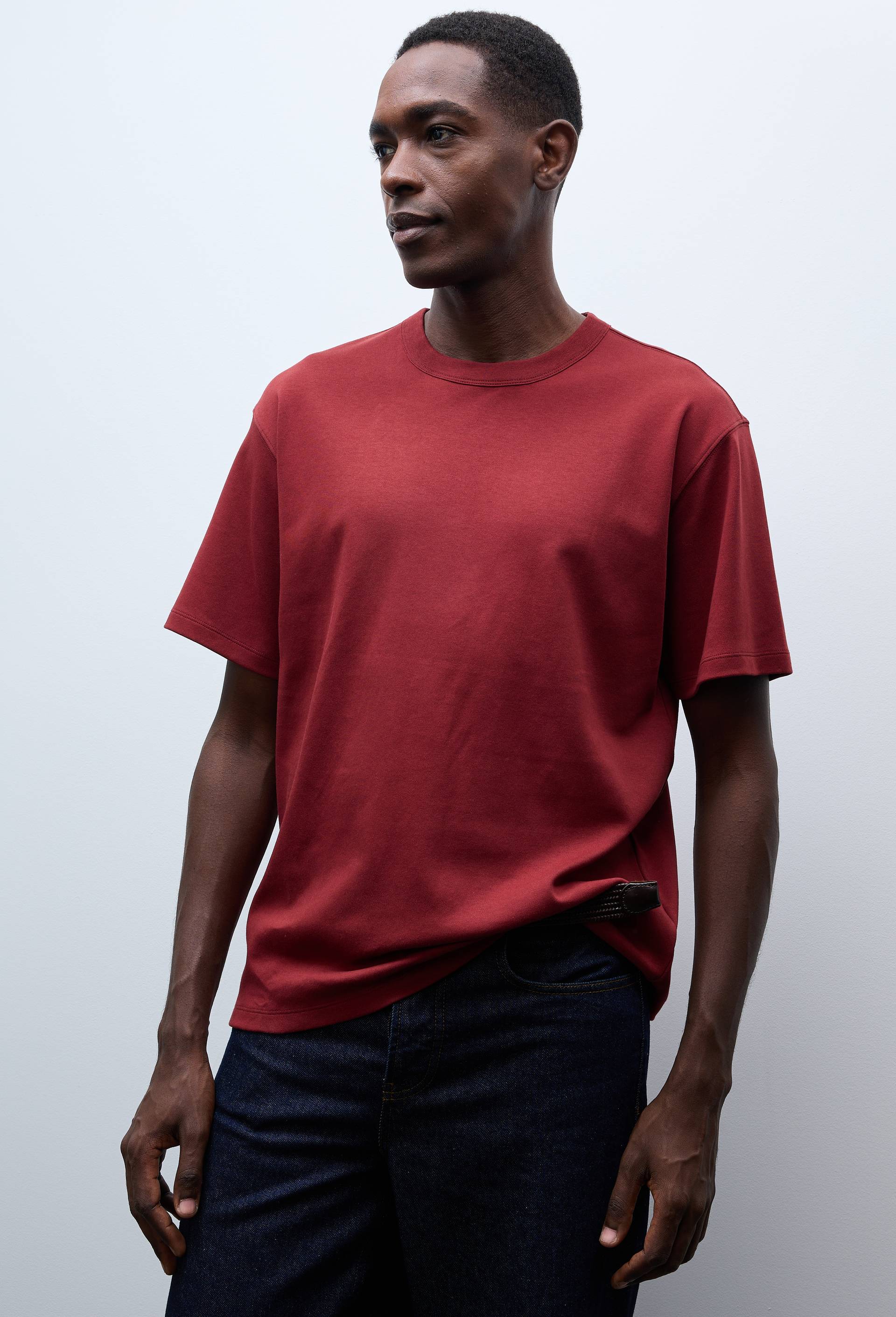 T-shirt manches courtes interlock en coton BIO GOTS, Rouge fonc&eacute;, large image number 0.0