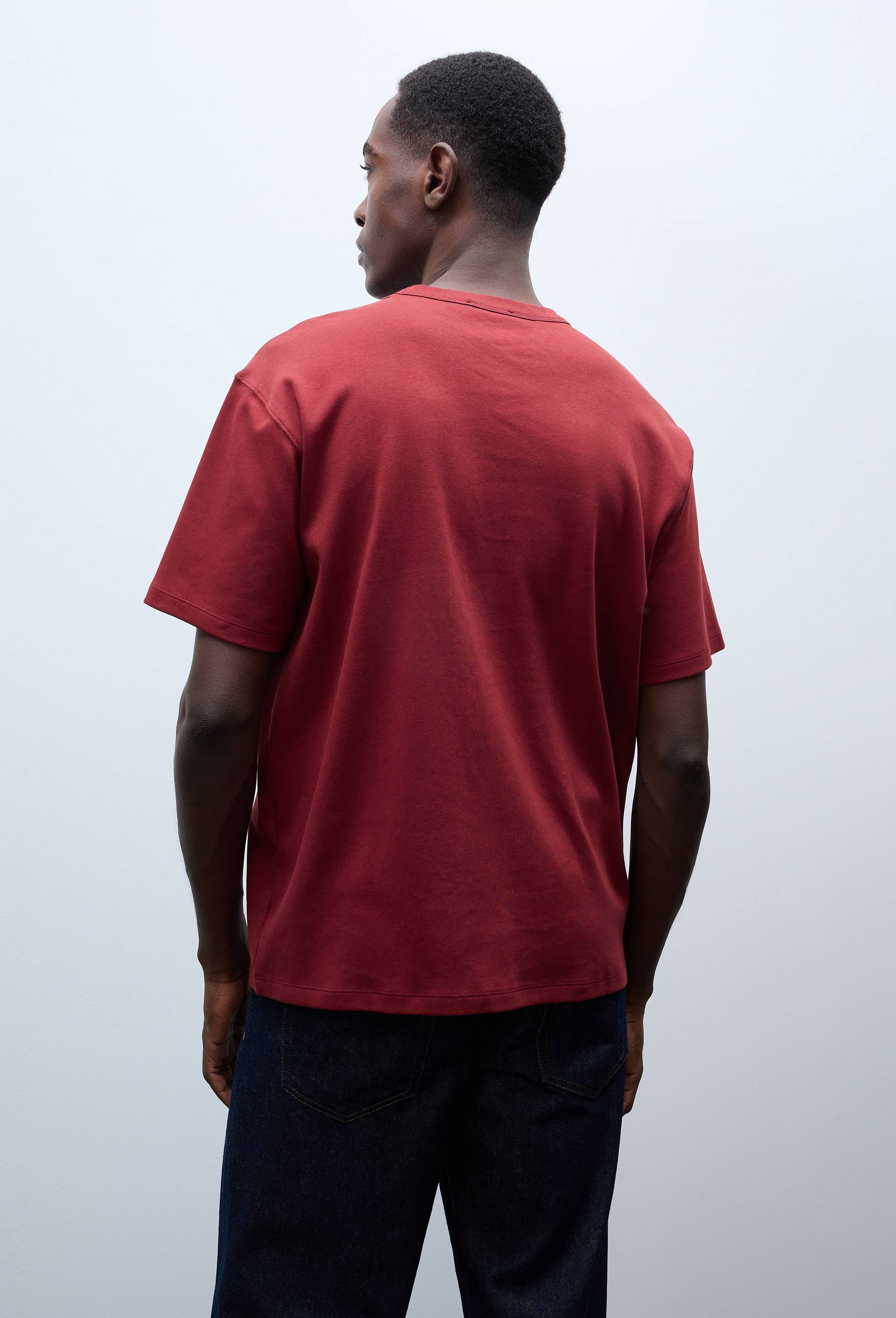 T-shirt manches courtes interlock en coton BIO GOTS, Rouge fonc&eacute;, large image number 1.0