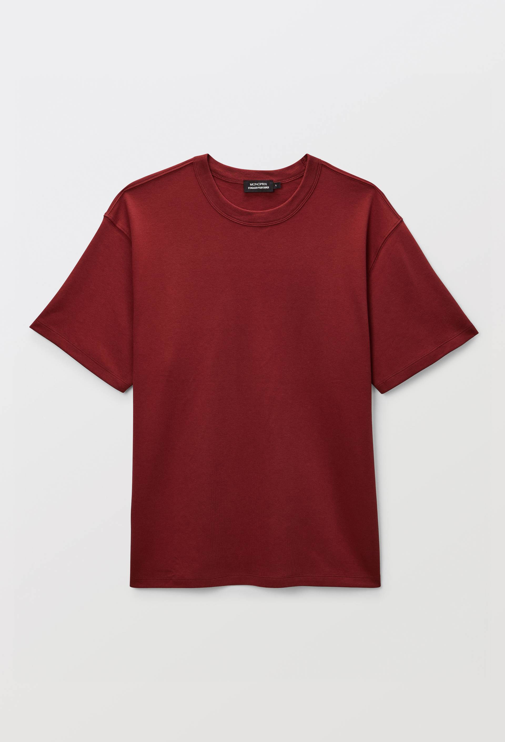 T-shirt manches courtes interlock en coton BIO GOTS, Rouge fonc&eacute;, large image number 2.0