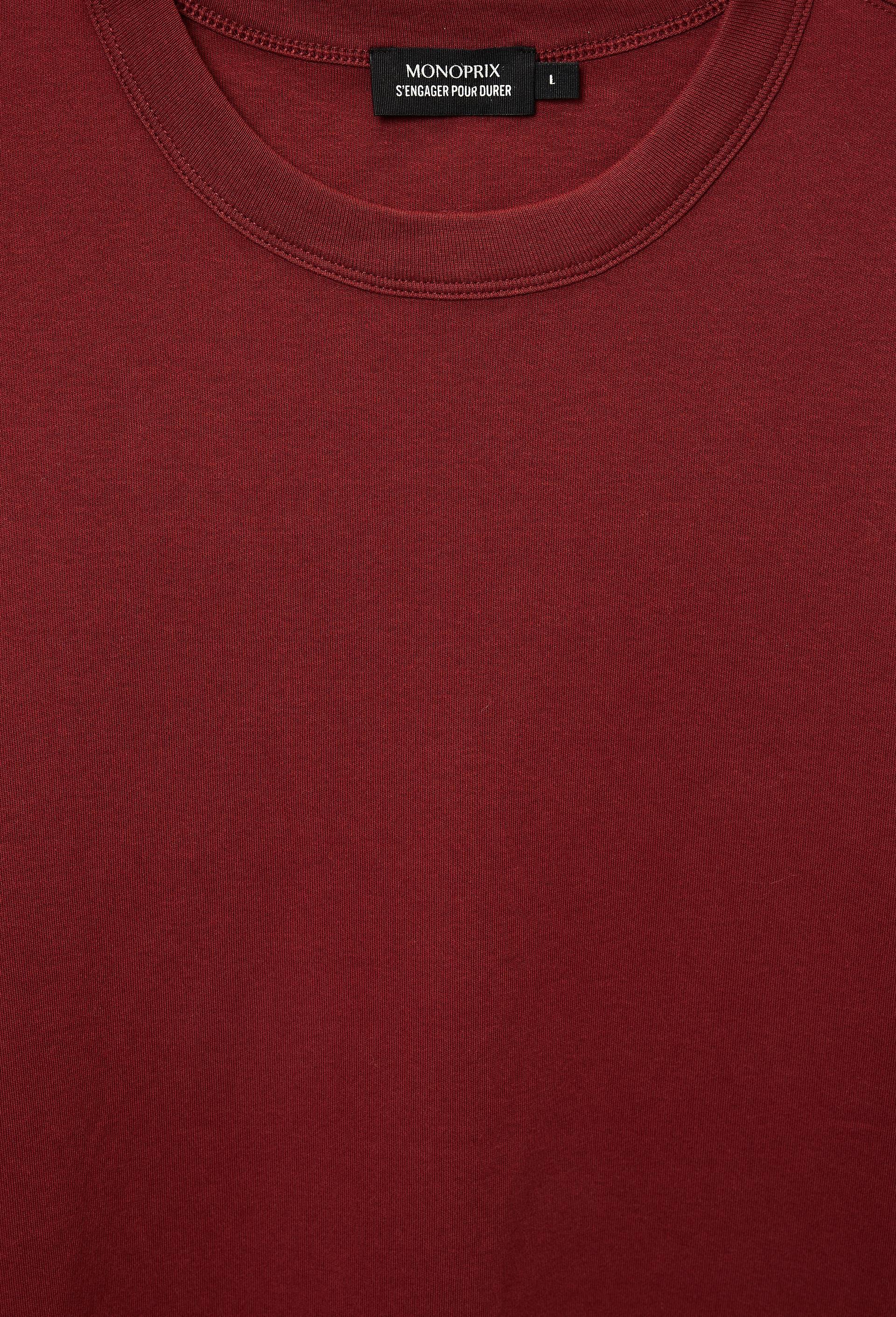 T-shirt manches courtes interlock en coton BIO GOTS, Rouge fonc&eacute;, large image number 4