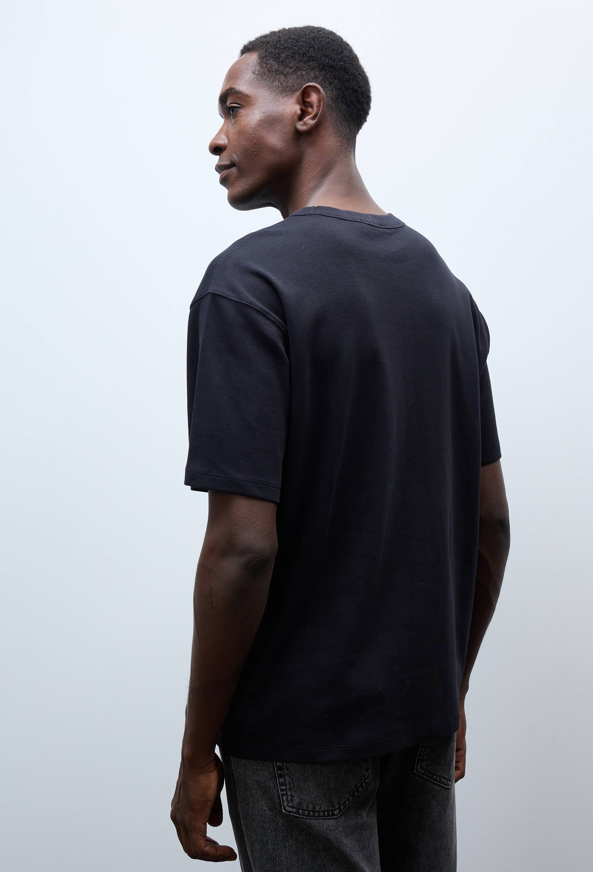 T-shirt manches courtes interlock en coton BIO GOTS, Noir, large image number 1