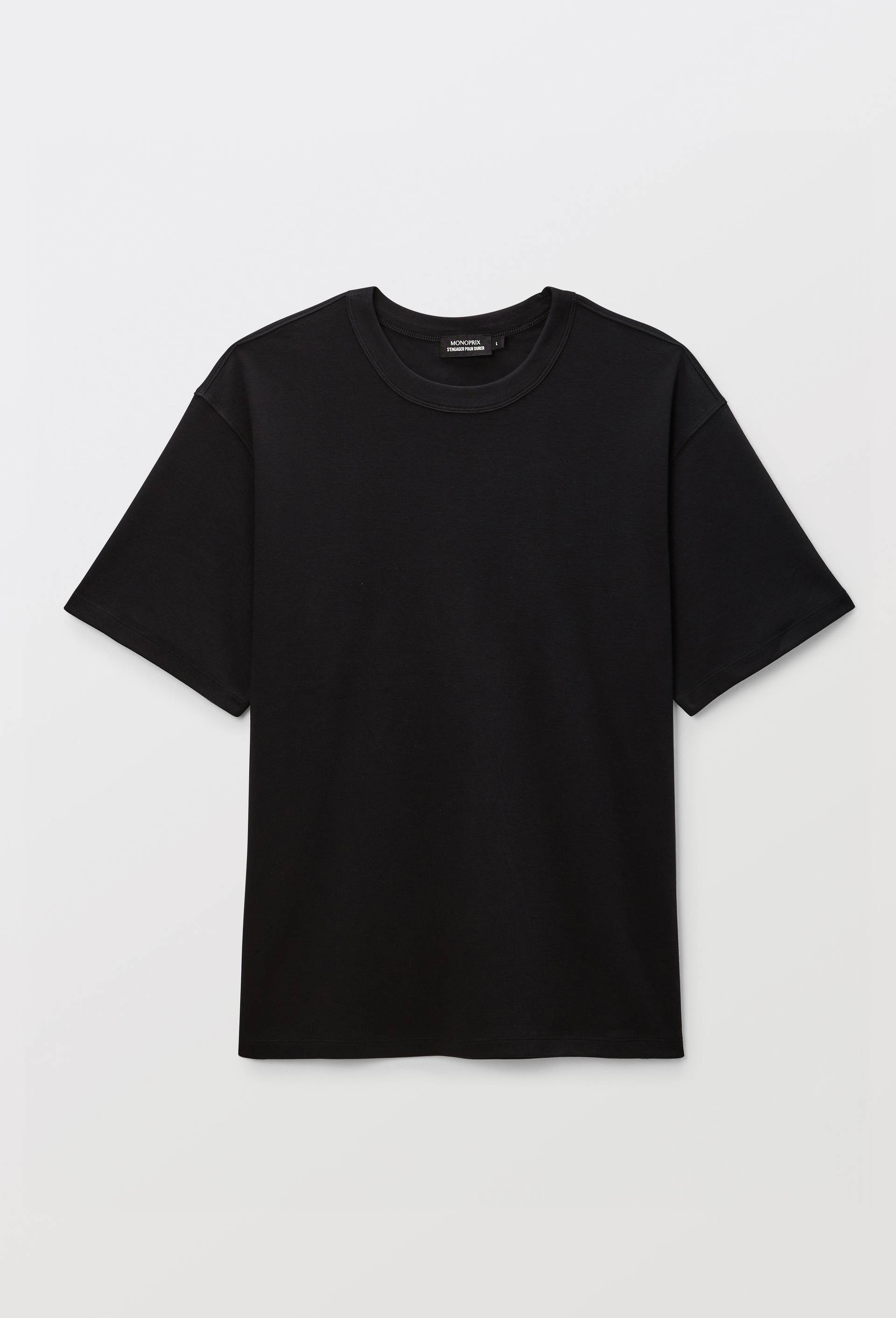 T-shirt manches courtes interlock en coton BIO GOTS, Noir, large image number 2