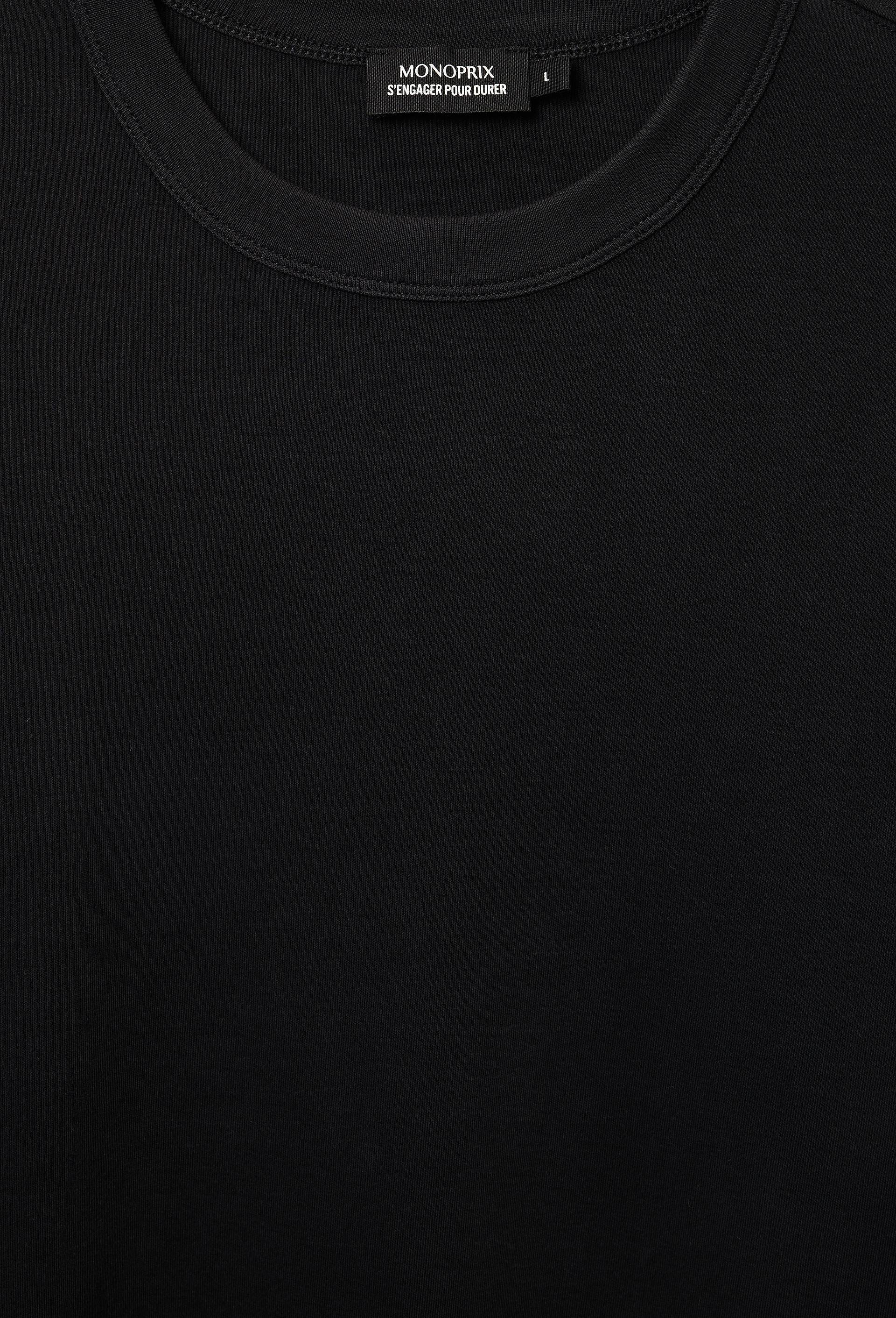 T-shirt manches courtes interlock en coton BIO GOTS, Noir, large image number 4