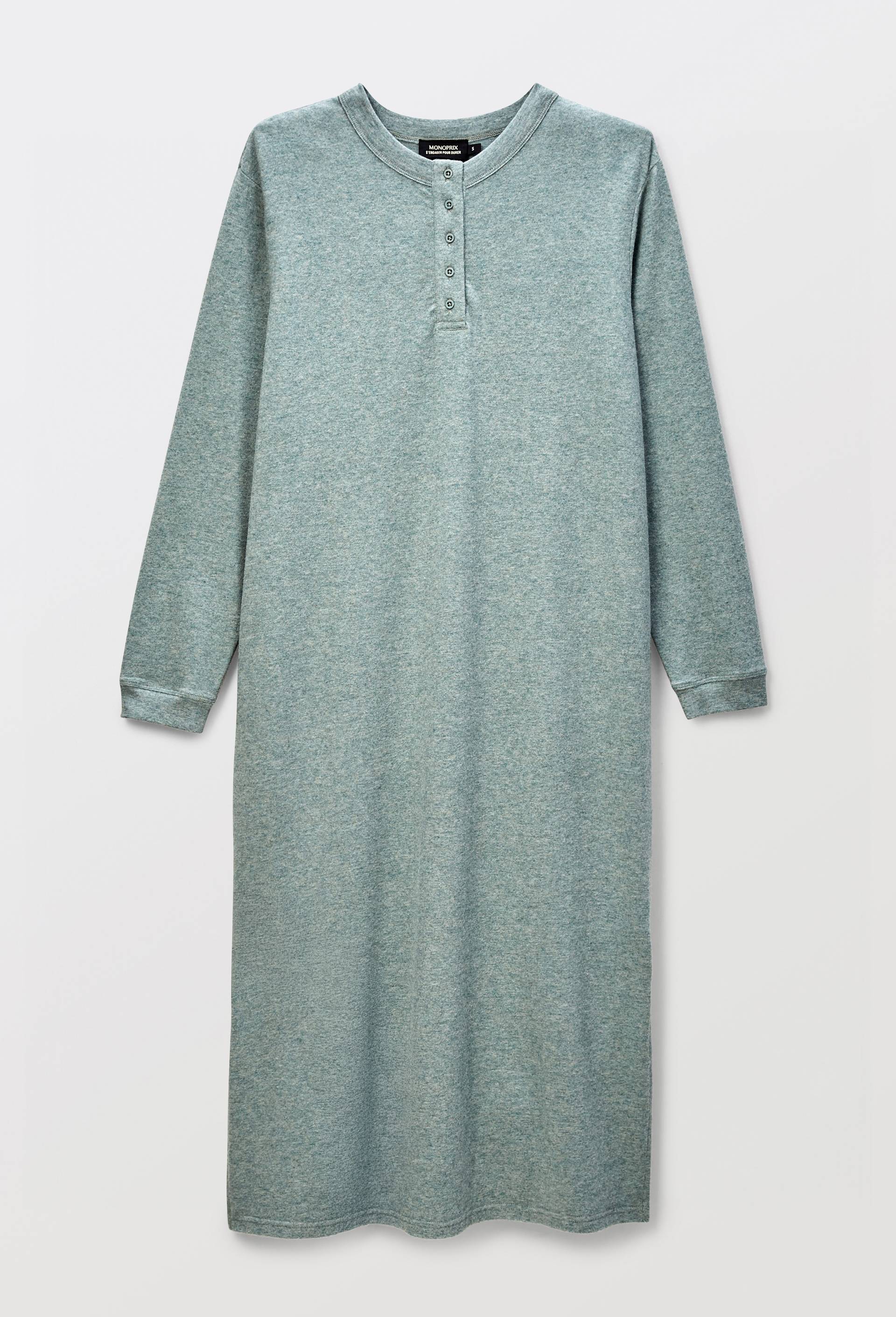 Chemise de nuit c&ocirc;tel&eacute;e en coton et modal, Vert fonc&eacute;, large image number 2