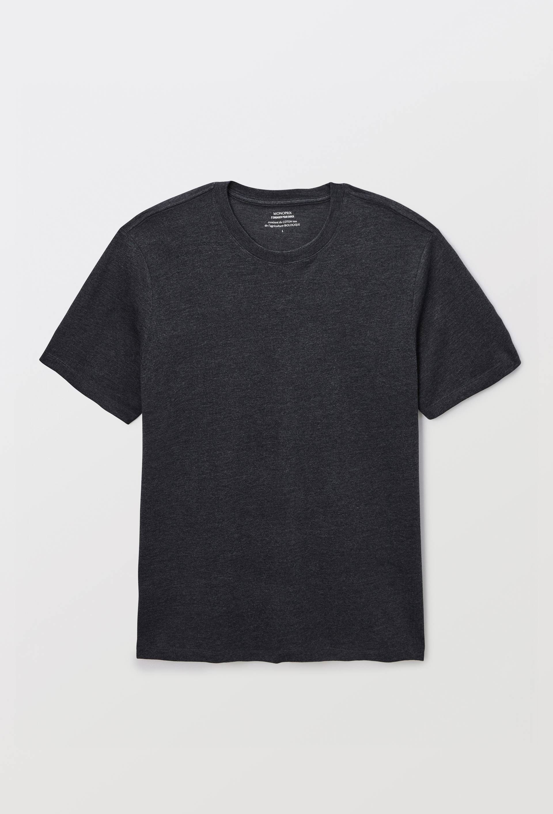 T-shirt manches courtes col rond contenant du coton BIO, Gris fonc&eacute;, large image number 2.0
