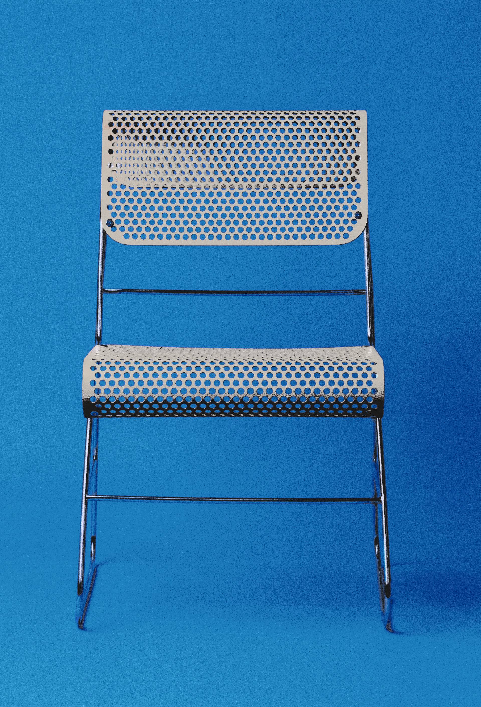 EXCLU WEB - Chaise, 49x45x76 cm, en m&eacute;tal laqu&eacute; - HALL HAUS x MONOPRIX, Ecru, large image number 2.0