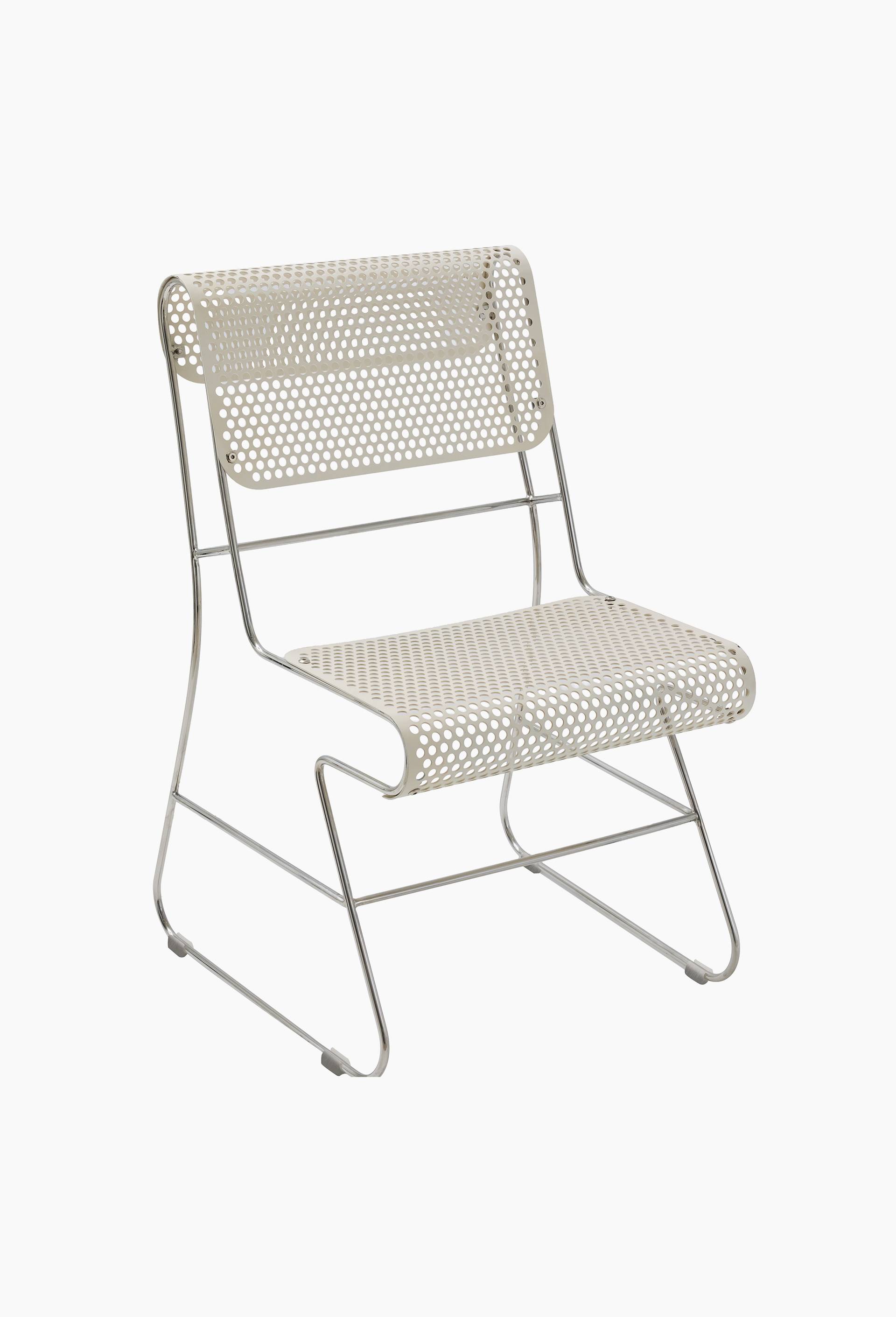 EXCLU WEB - Chaise, 49x45x76 cm, en m&eacute;tal laqu&eacute; - HALL HAUS x MONOPRIX, Ecru, large image number 3.0