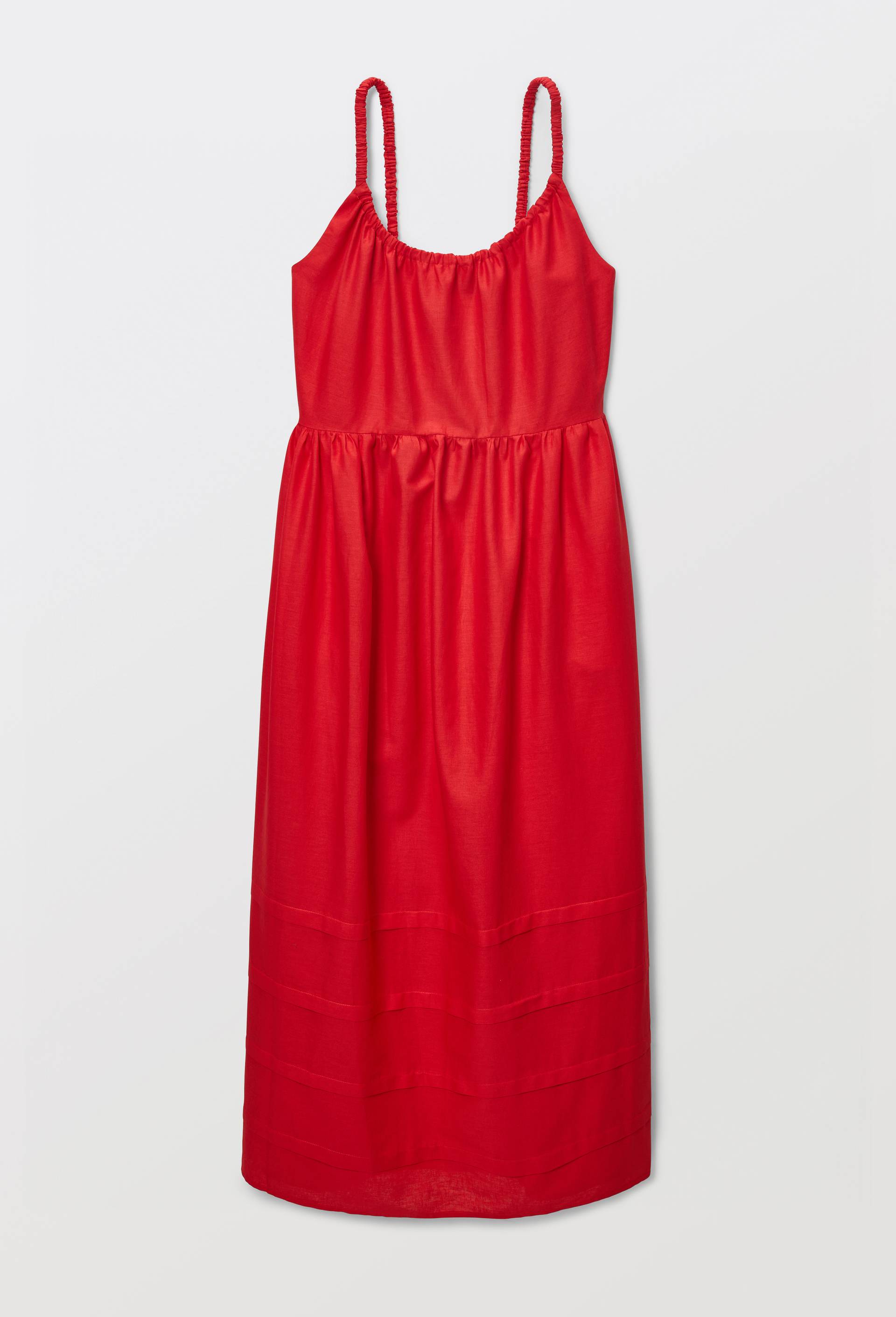 Robe longue &agrave; bretelles en coton lin, Rouge, large image number 5