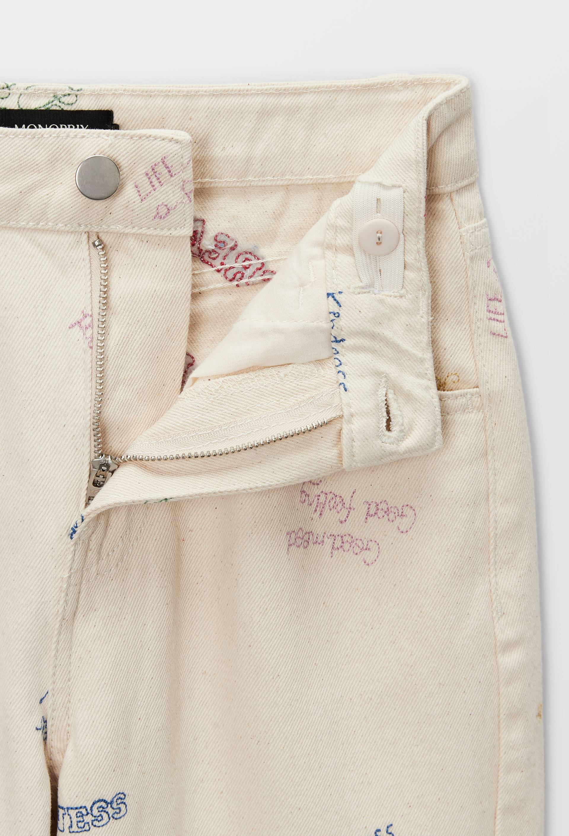 Pantalon en twill brod&eacute;, Beige clair, large image number 2