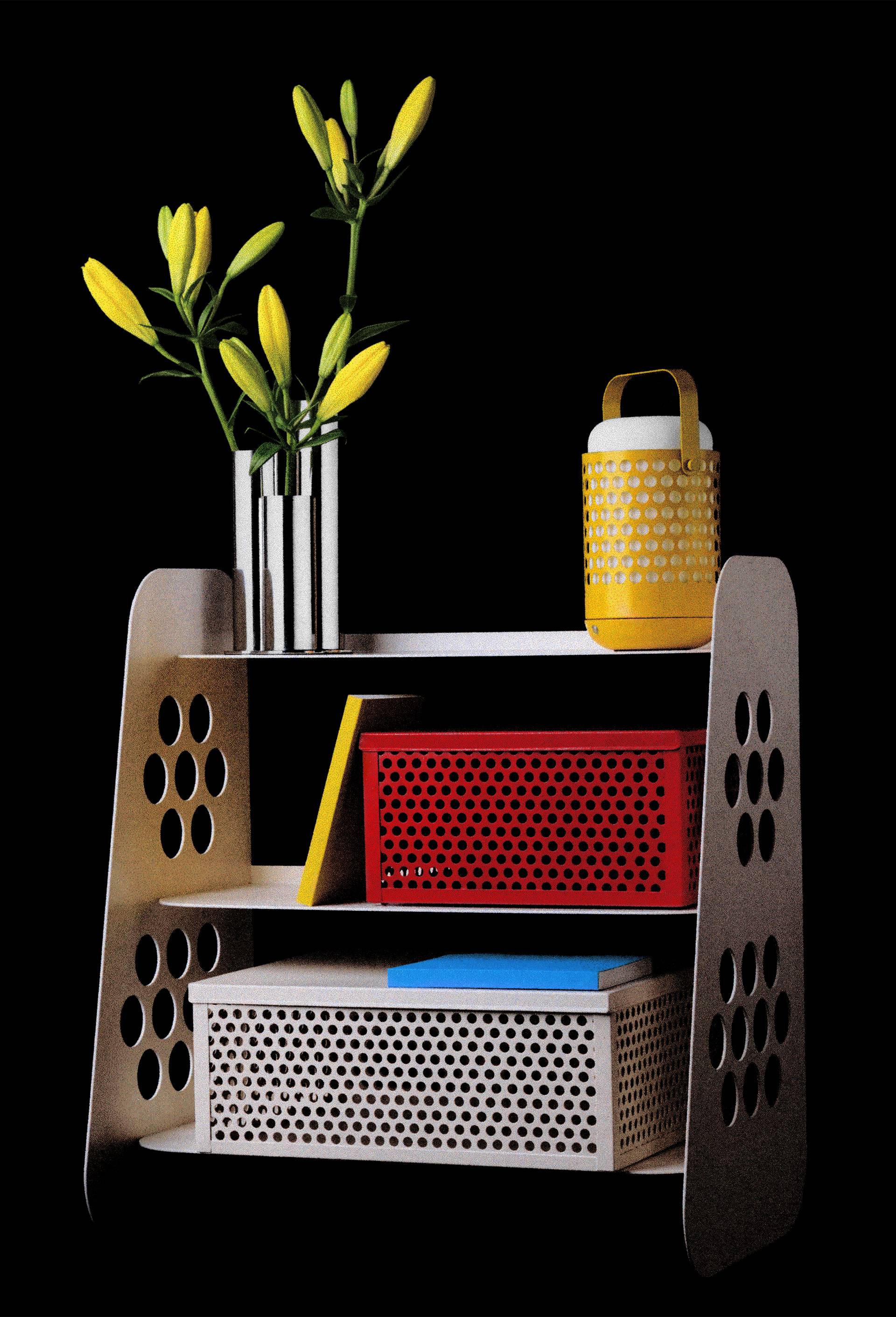 EXCLU WEB - Etag&egrave;re, 60x36,3x65 cm, en m&eacute;tal laqu&eacute; - HALL HAUS x MONOPRIX, Ecru, large image number 1.0