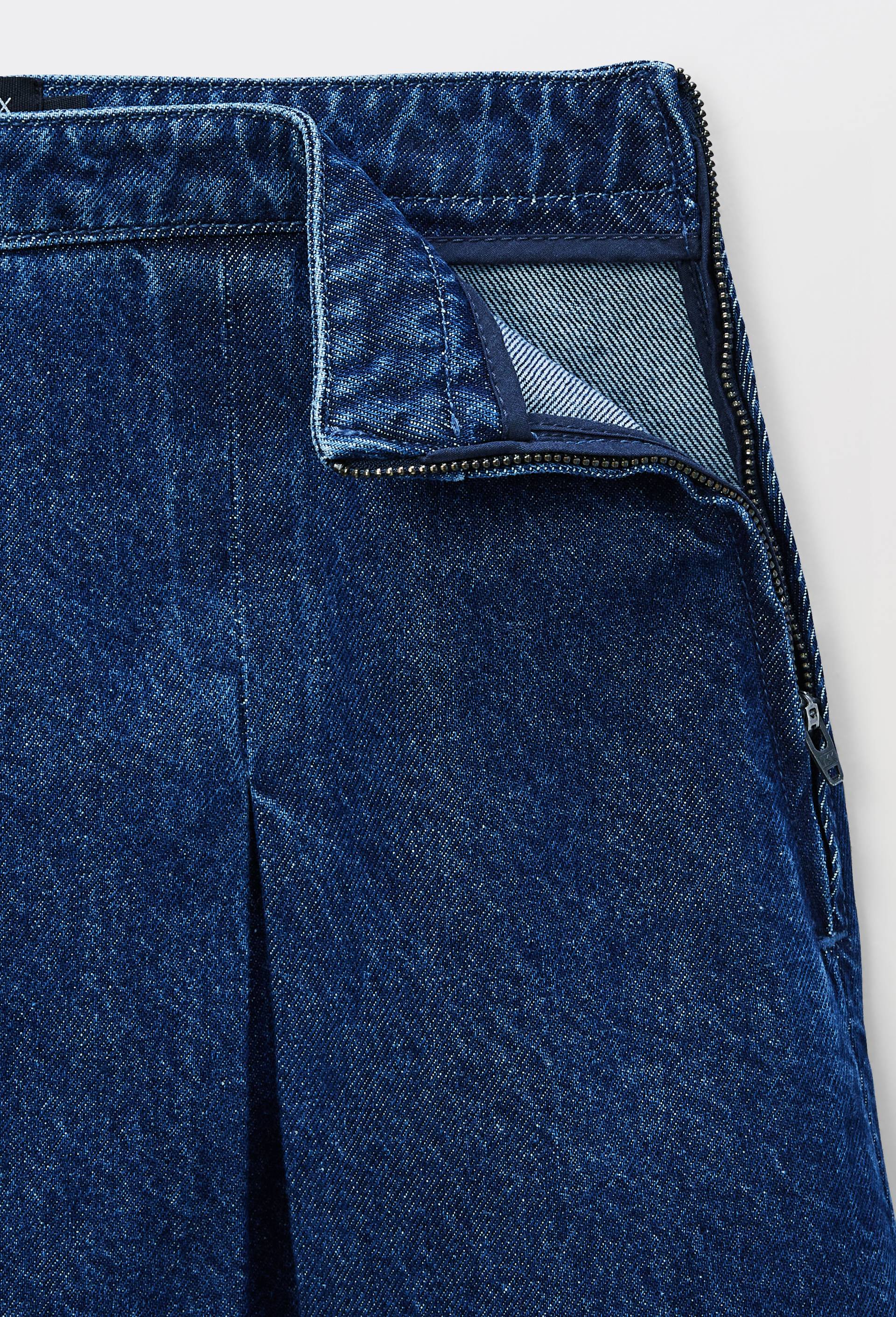 Jupe courte unie en denim, Bleu fonc&eacute;, large image number 3