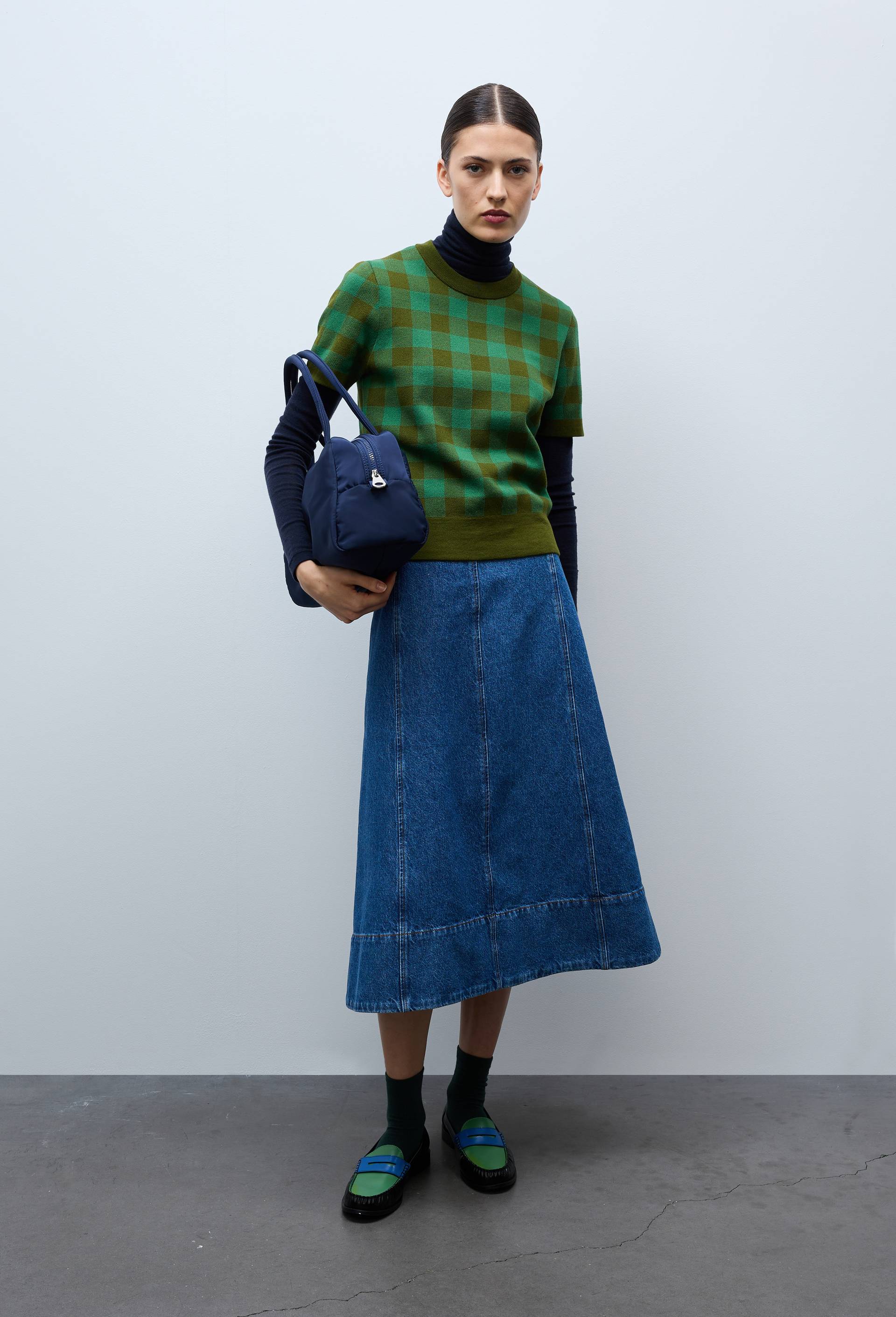 Jupe midi en denim, Bleu fonc&eacute;, large image number 0
