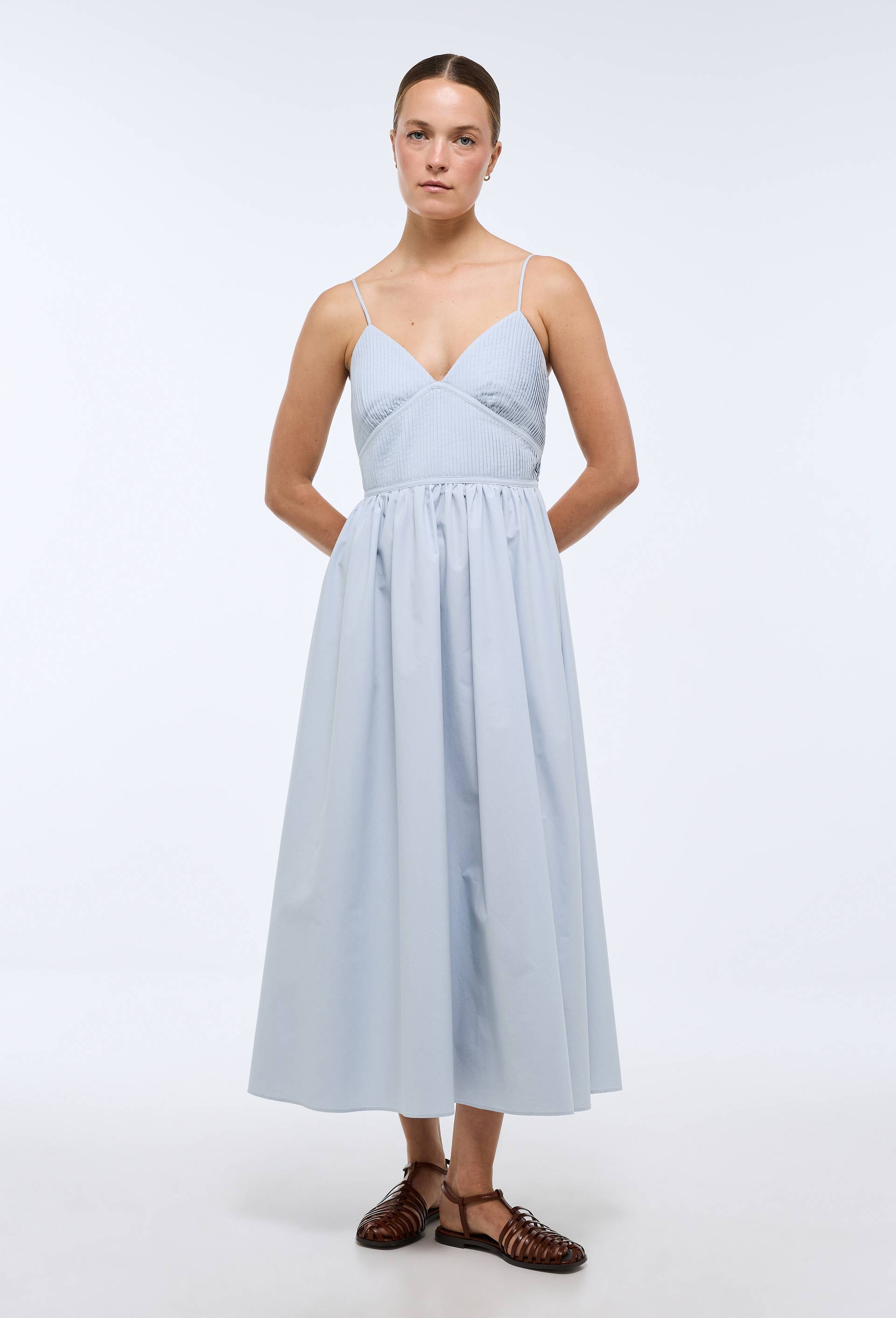 Robe longue &agrave; bretelles en coton, Bleu clair, large image number 1