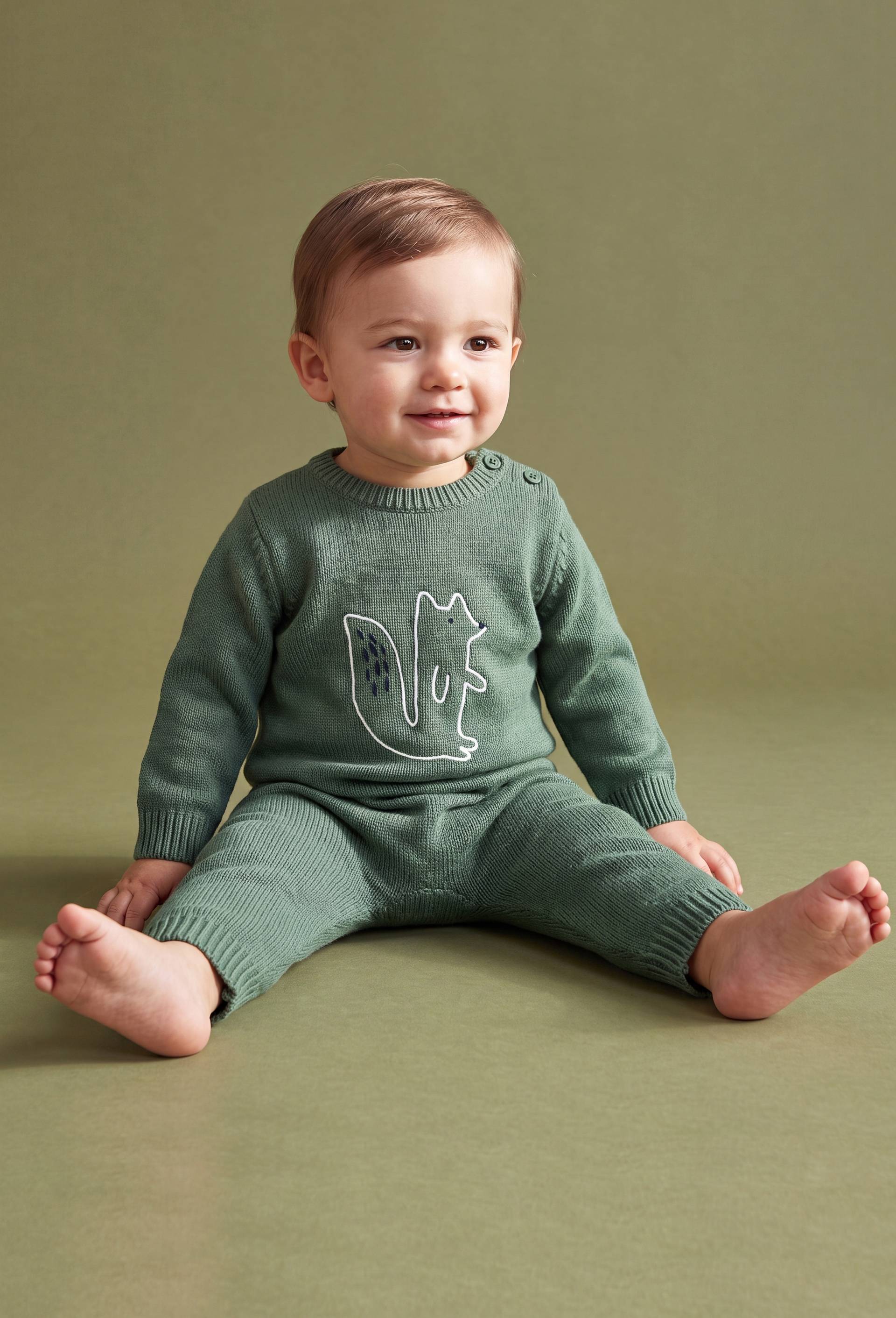 COMBI TRICOT LAINE, Vert, large image number 0.0