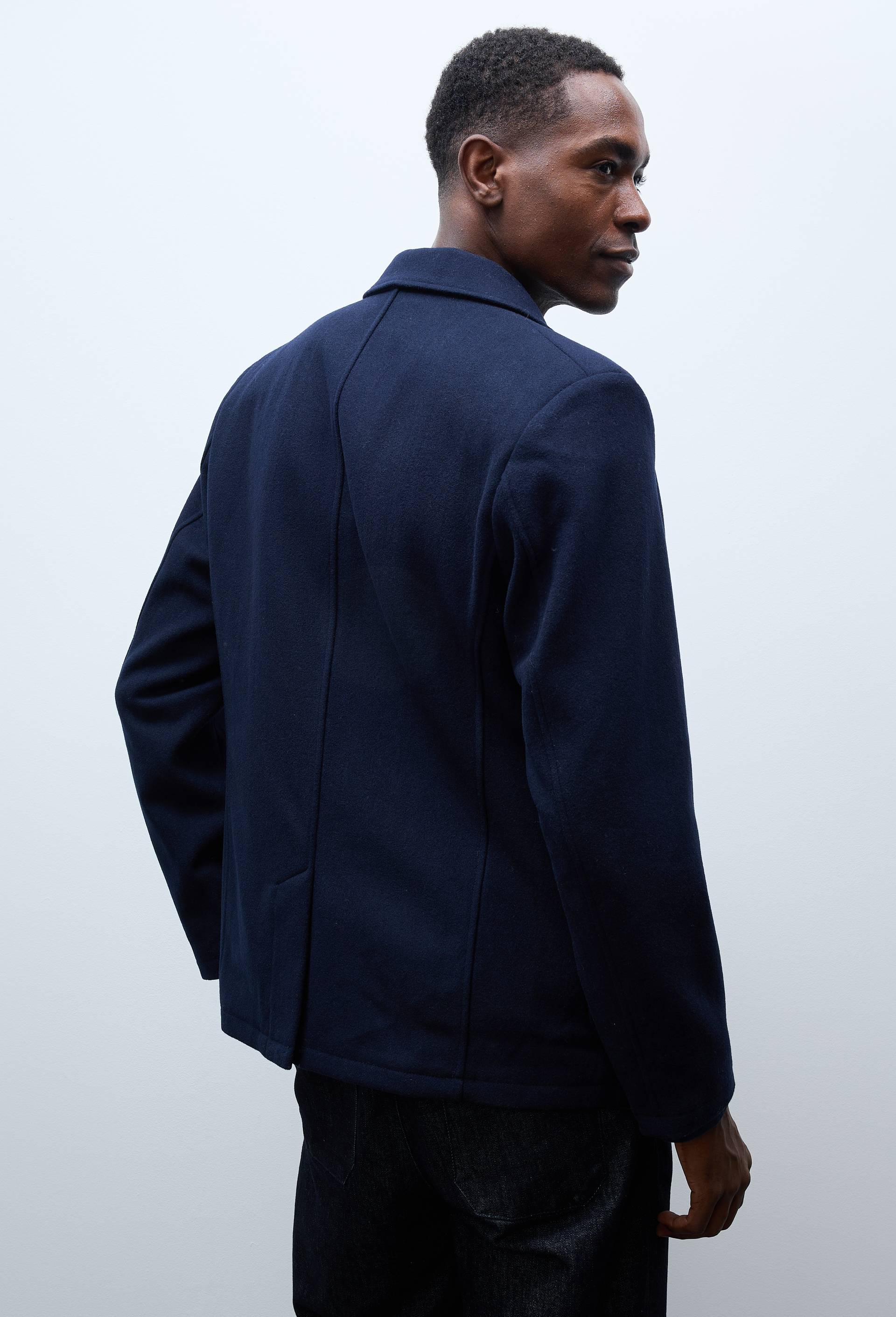 Veste blazer en m&eacute;lange laine, Bleu fonc&eacute;, large image number 1.0