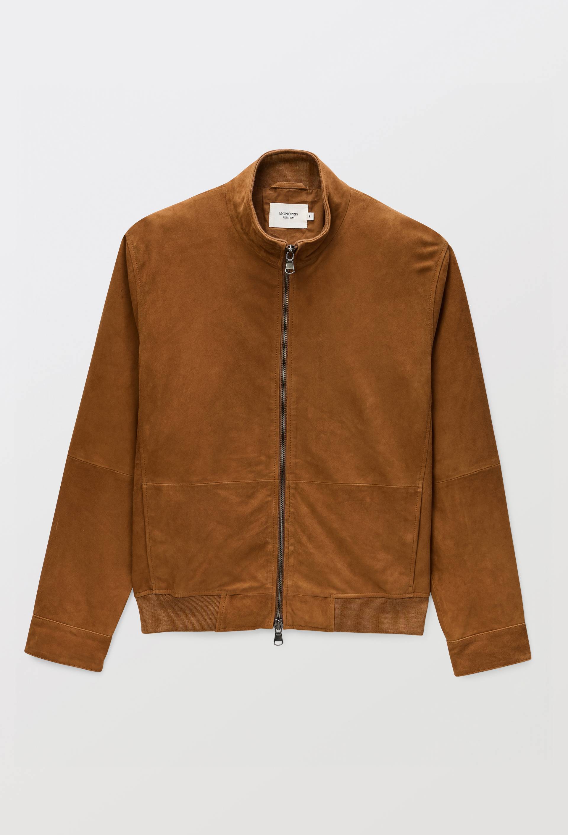Veste en cuir col montant, Brun clair, large image number 1