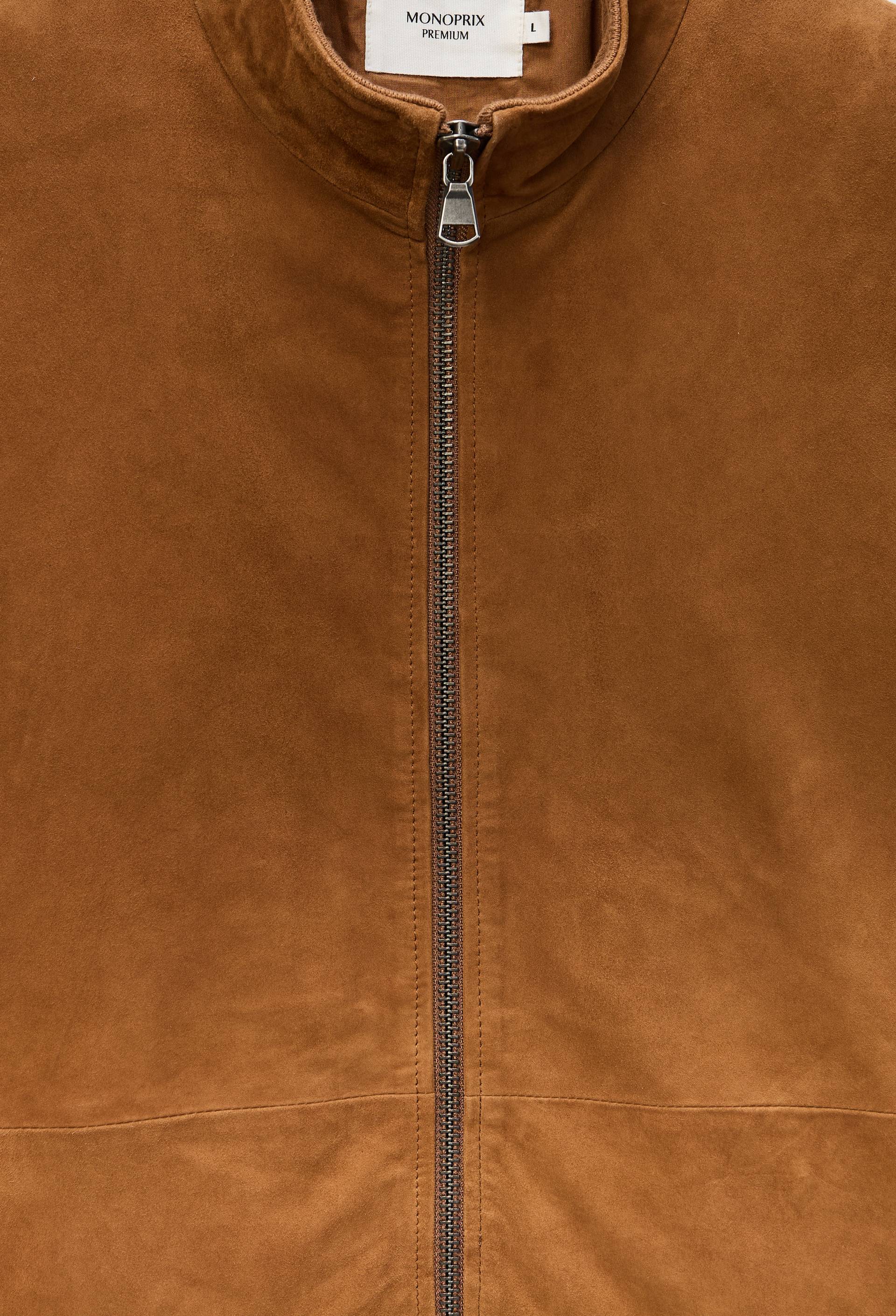 Veste en cuir col montant, Brun clair, large image number 3