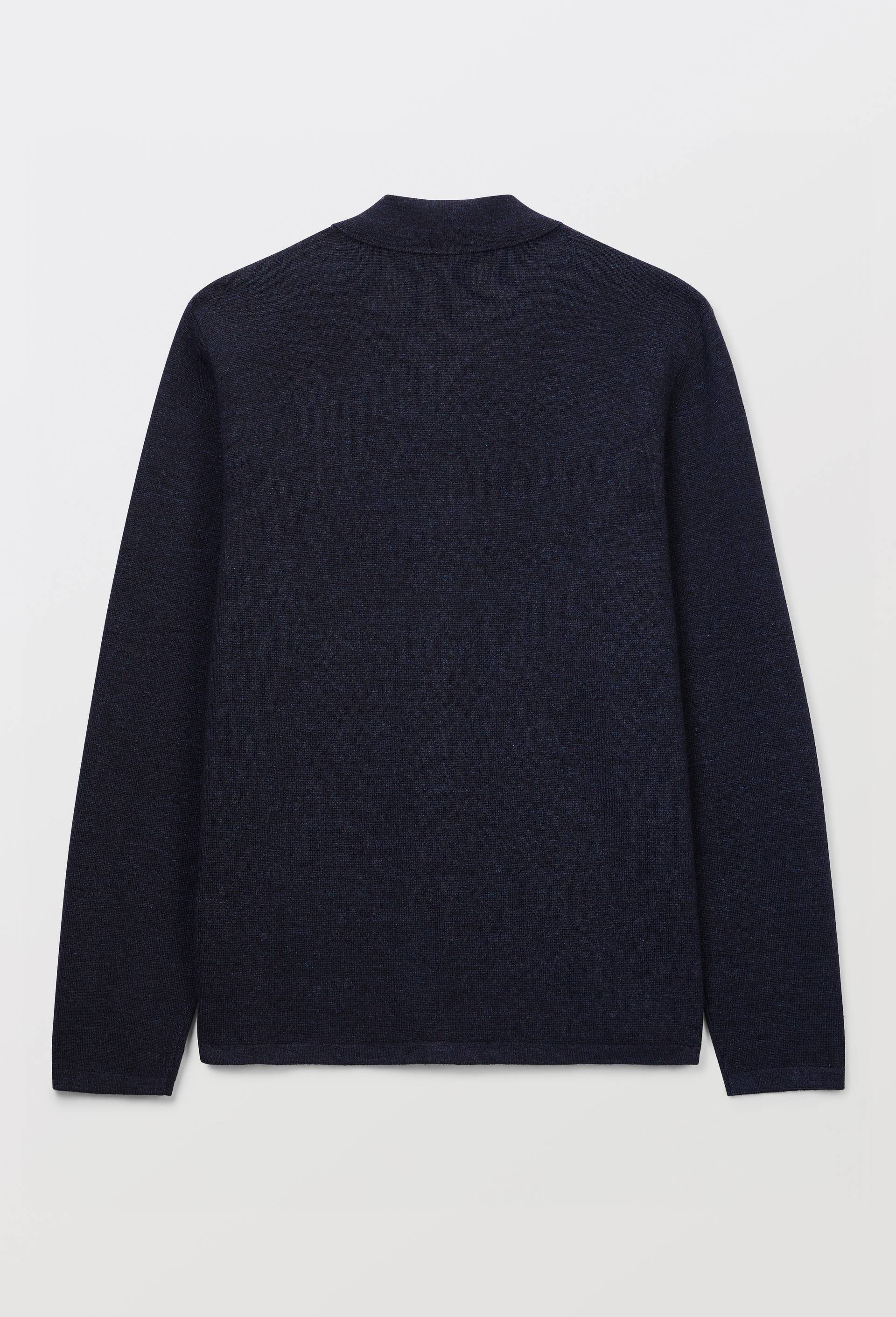 Gilet col polo en coton BIO GOTS et laine, Bleu fonc&eacute;, large image number 3