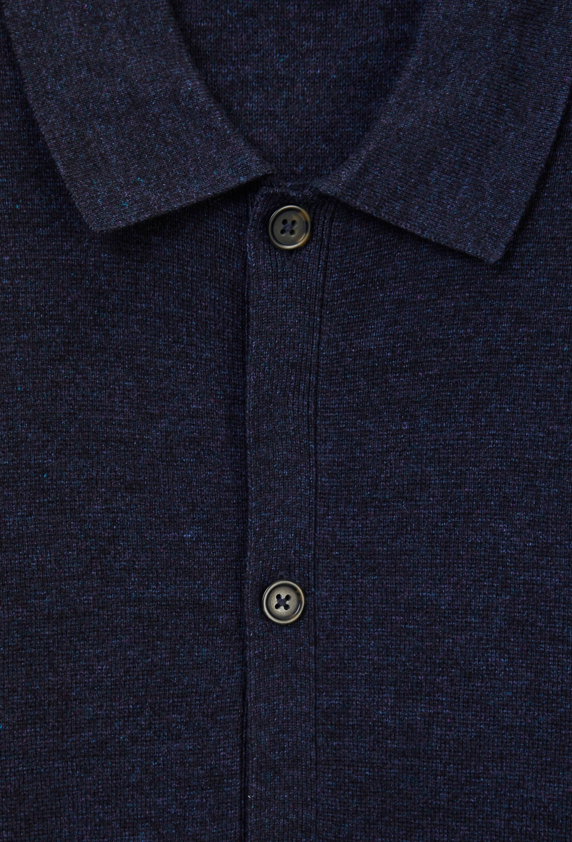 Gilet col polo en coton BIO GOTS et laine, Bleu fonc&eacute;, large image number 4.0