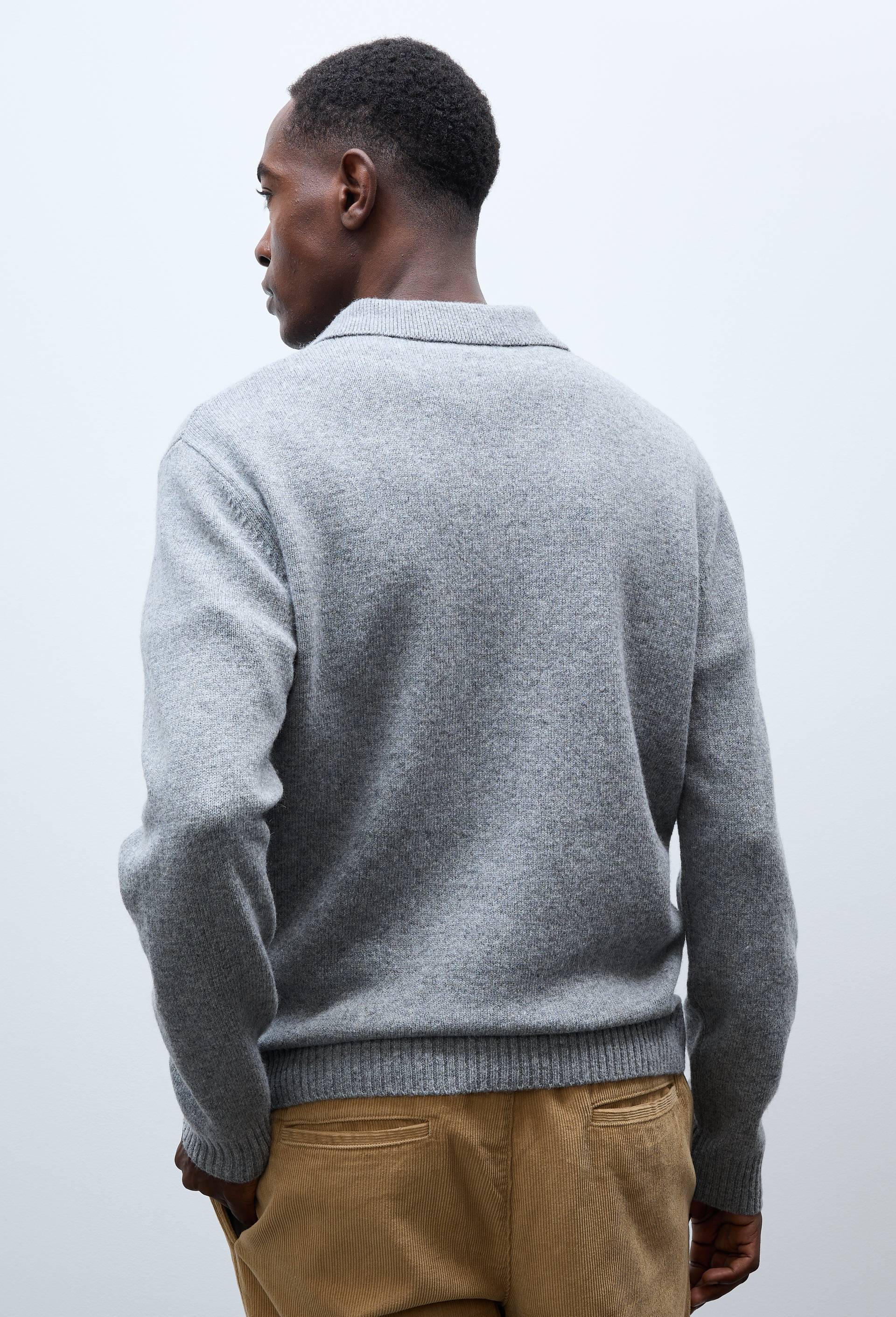 Pull col polo zipp&eacute; en laine, Gris, large image number 1.0