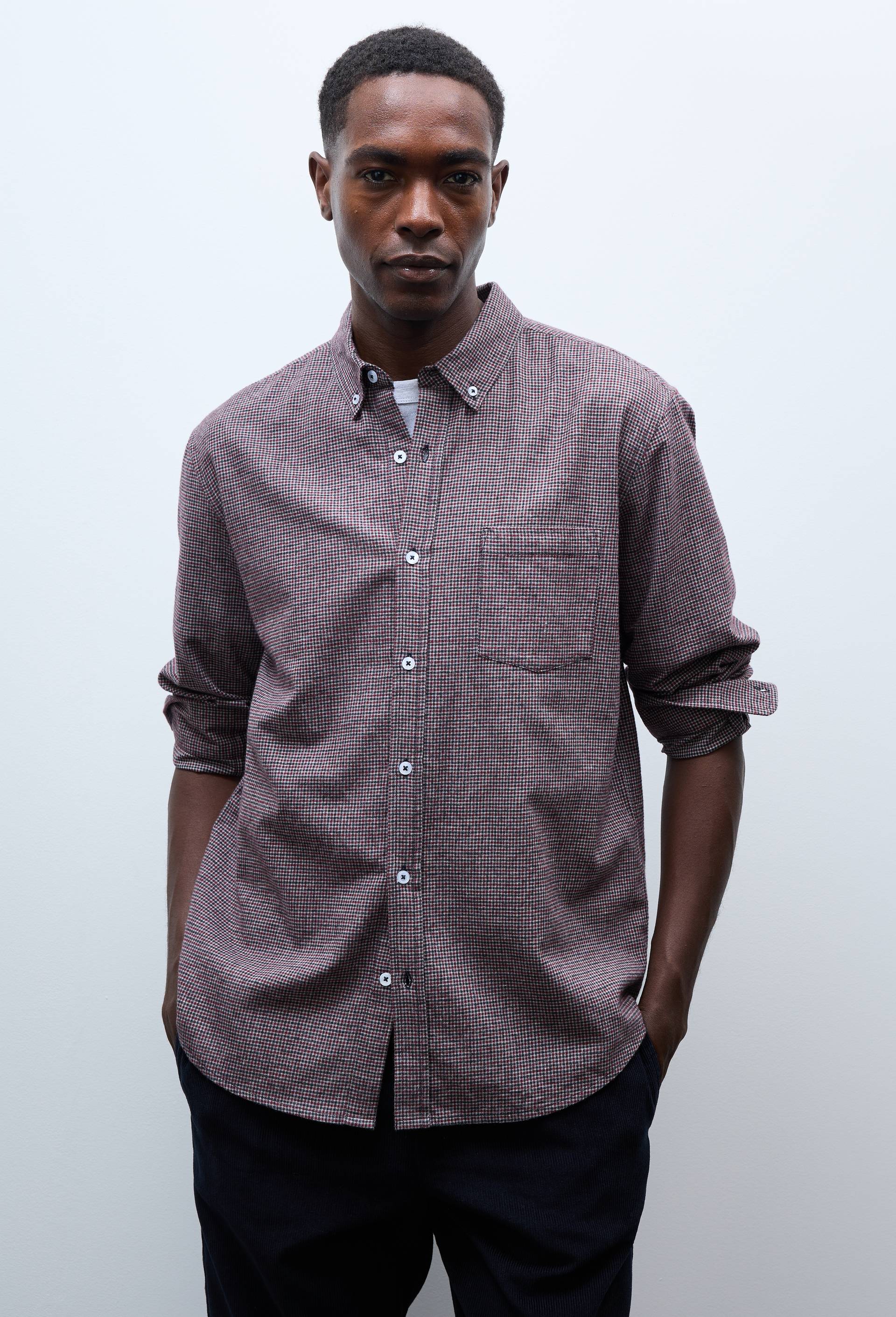 Chemise en flanelle pied de puce en coton BIO GOTS, Gris, large image number 0.0