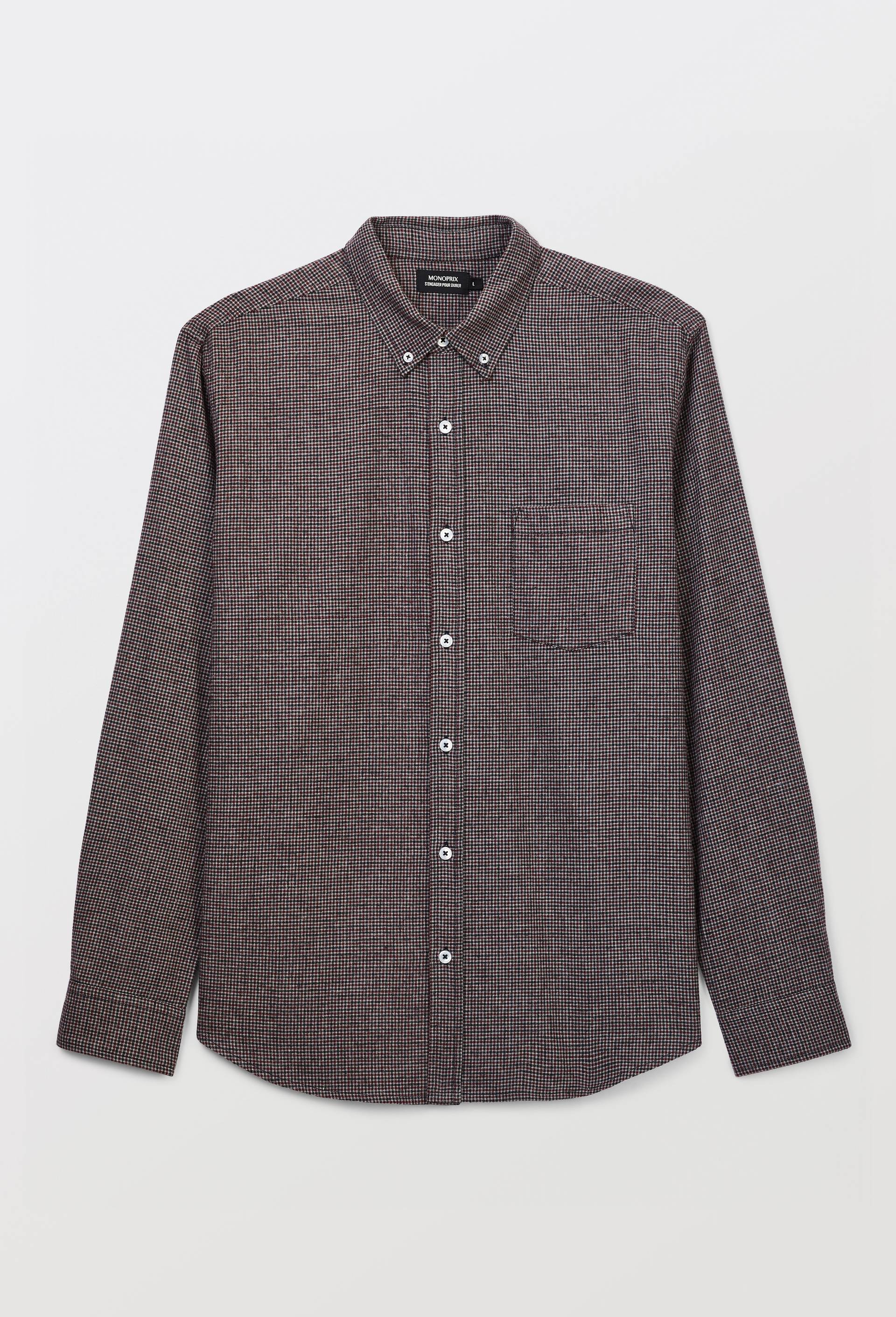 Chemise en flanelle pied de puce en coton BIO GOTS, Gris, large image number 2.0