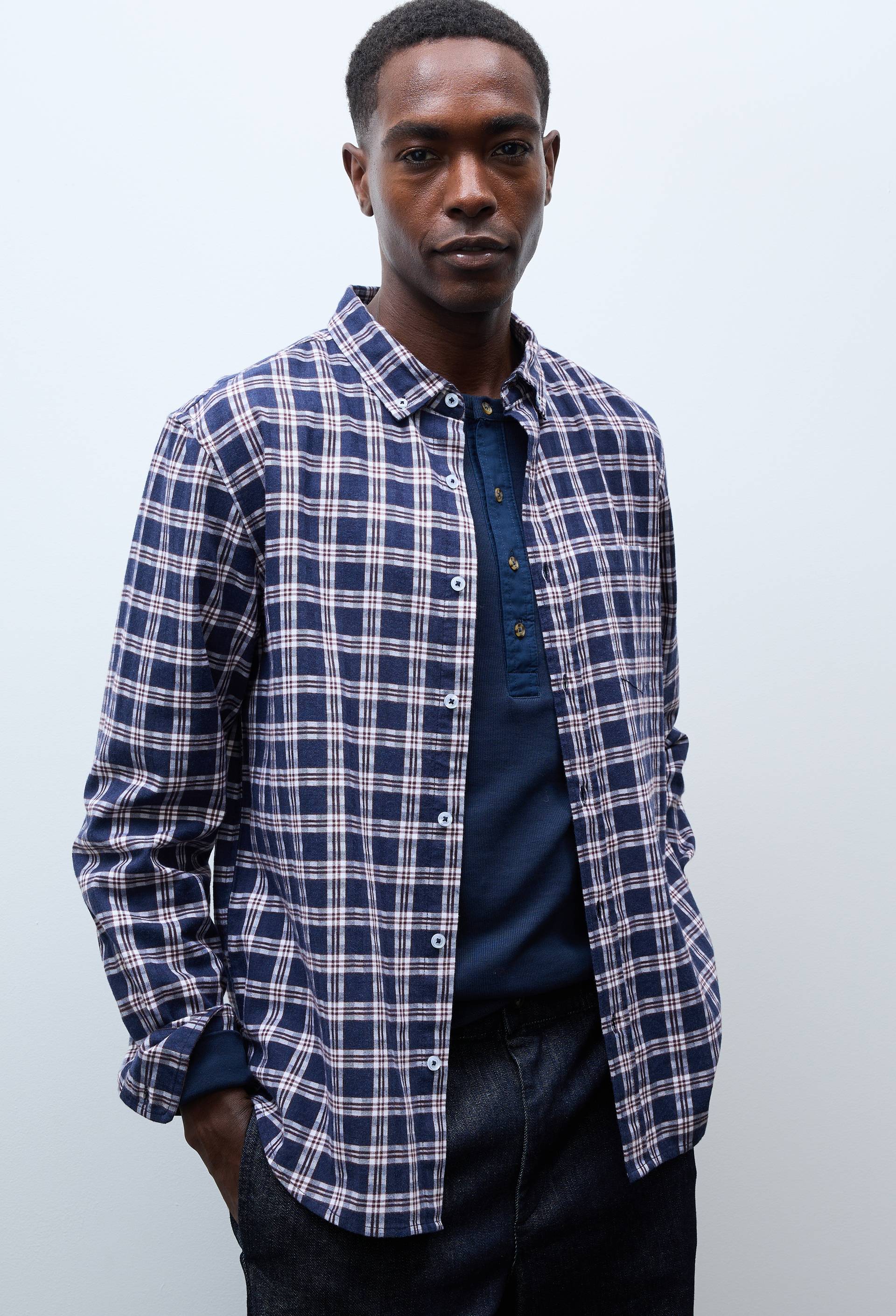 Chemise en flanelle &agrave; carreaux en coton BIO GOTS, Bleu fonc&eacute;, large image number 0