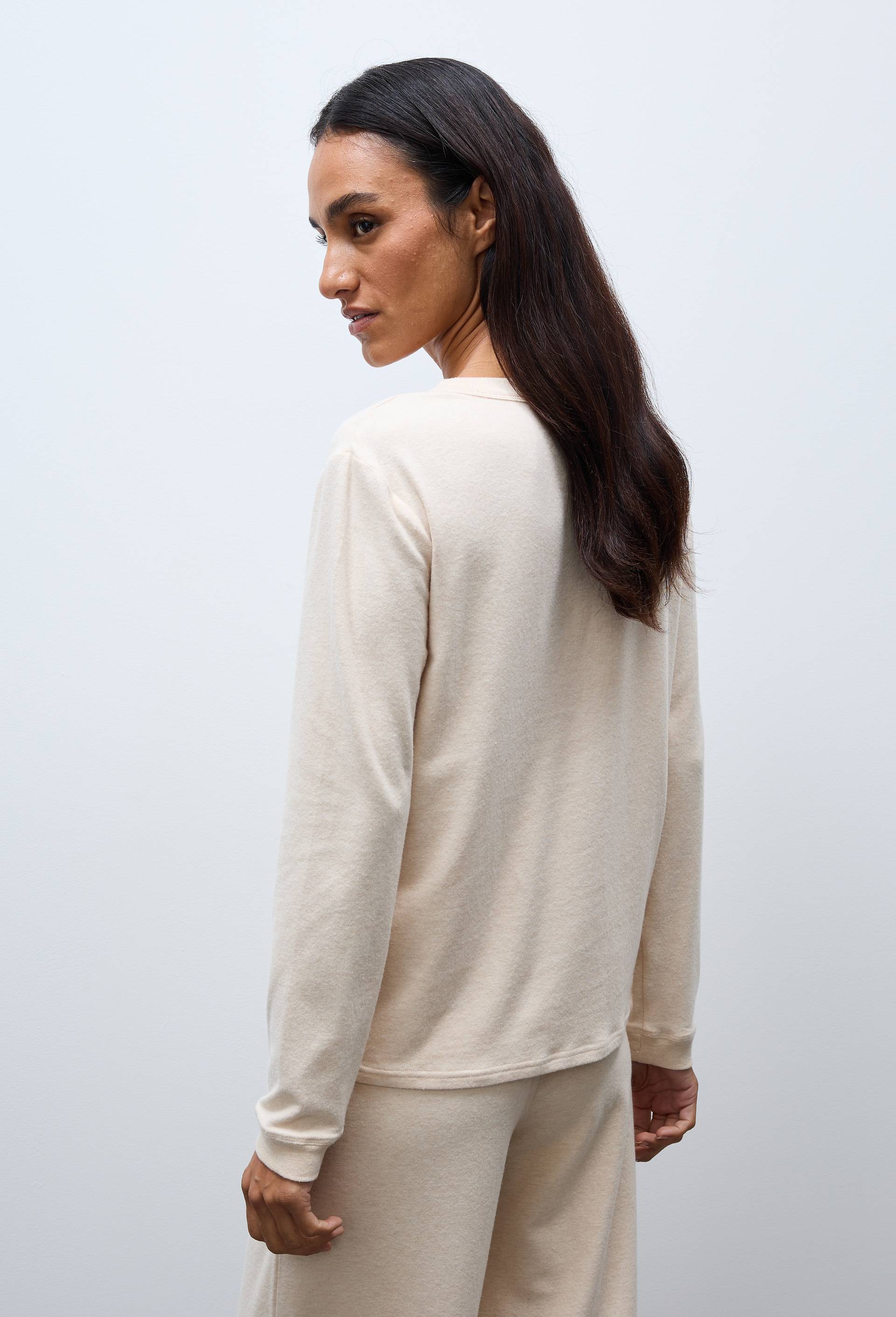 T-shirt boutonn&eacute; en coton et modal c&ocirc;tel&eacute;, Beige, large image number 1.0
