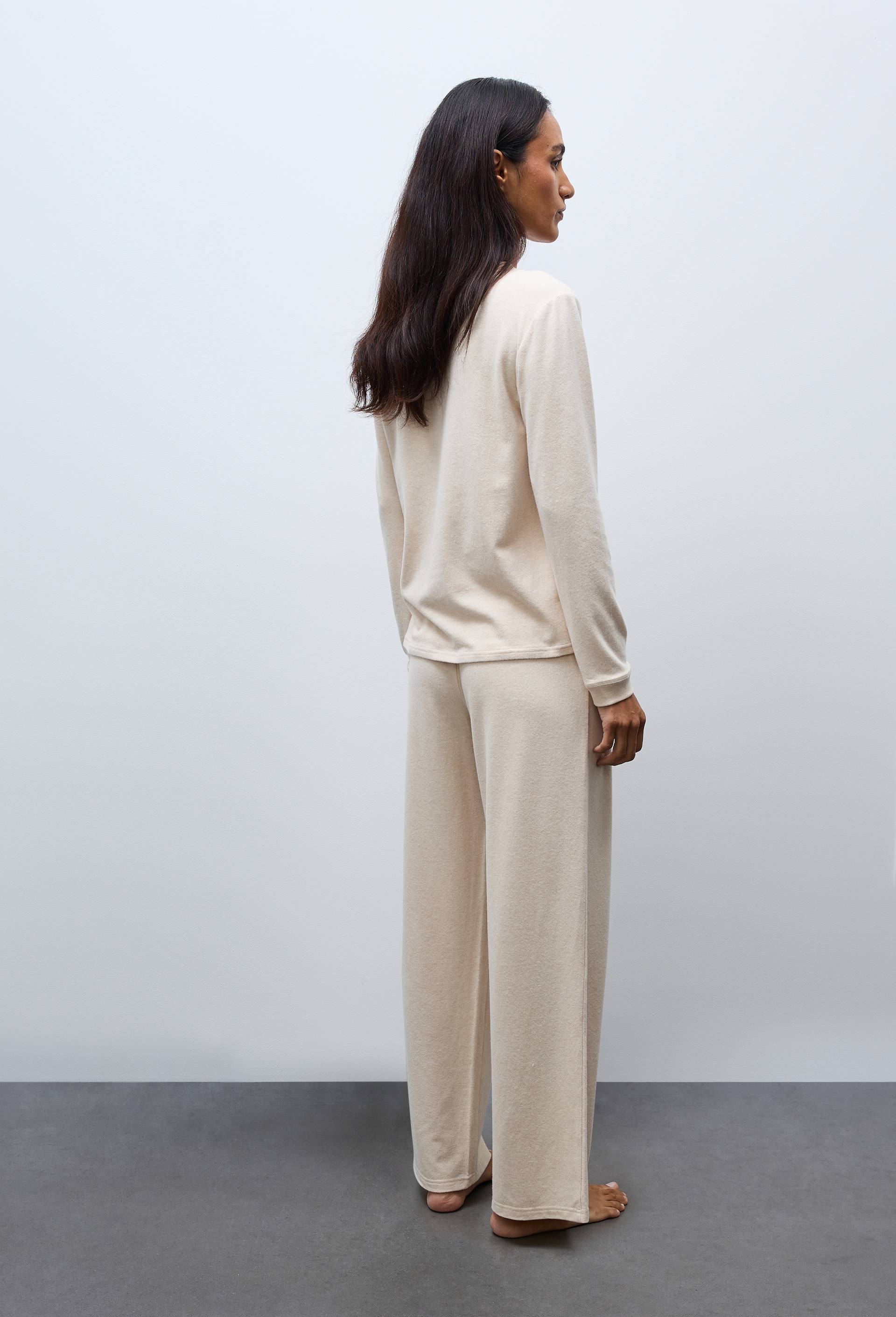 Pantalon de pyjama c&ocirc;tel&eacute; en coton et modal, Beige, large image number 1.0