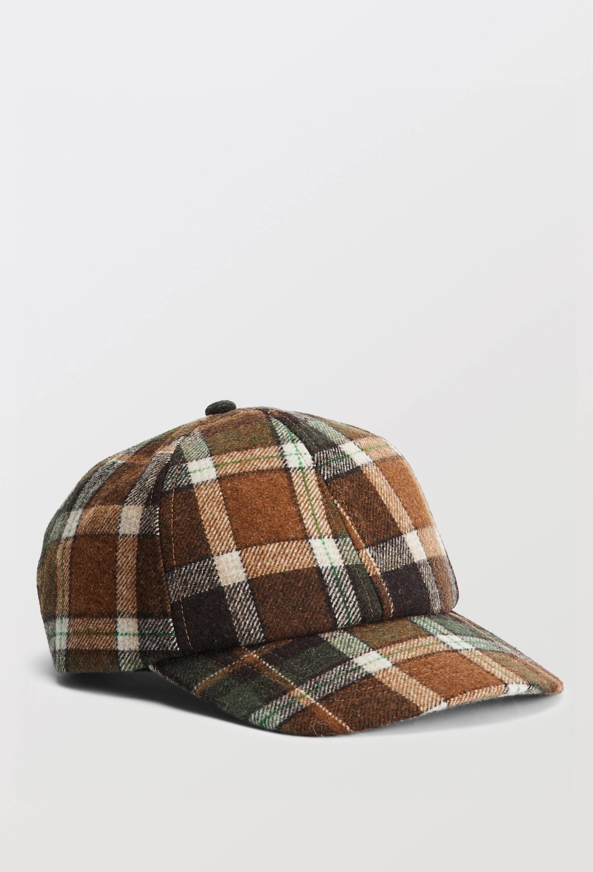 Casquette &agrave; carreaux contenant de la laine, Brun fonc&eacute;, large image number 0.0
