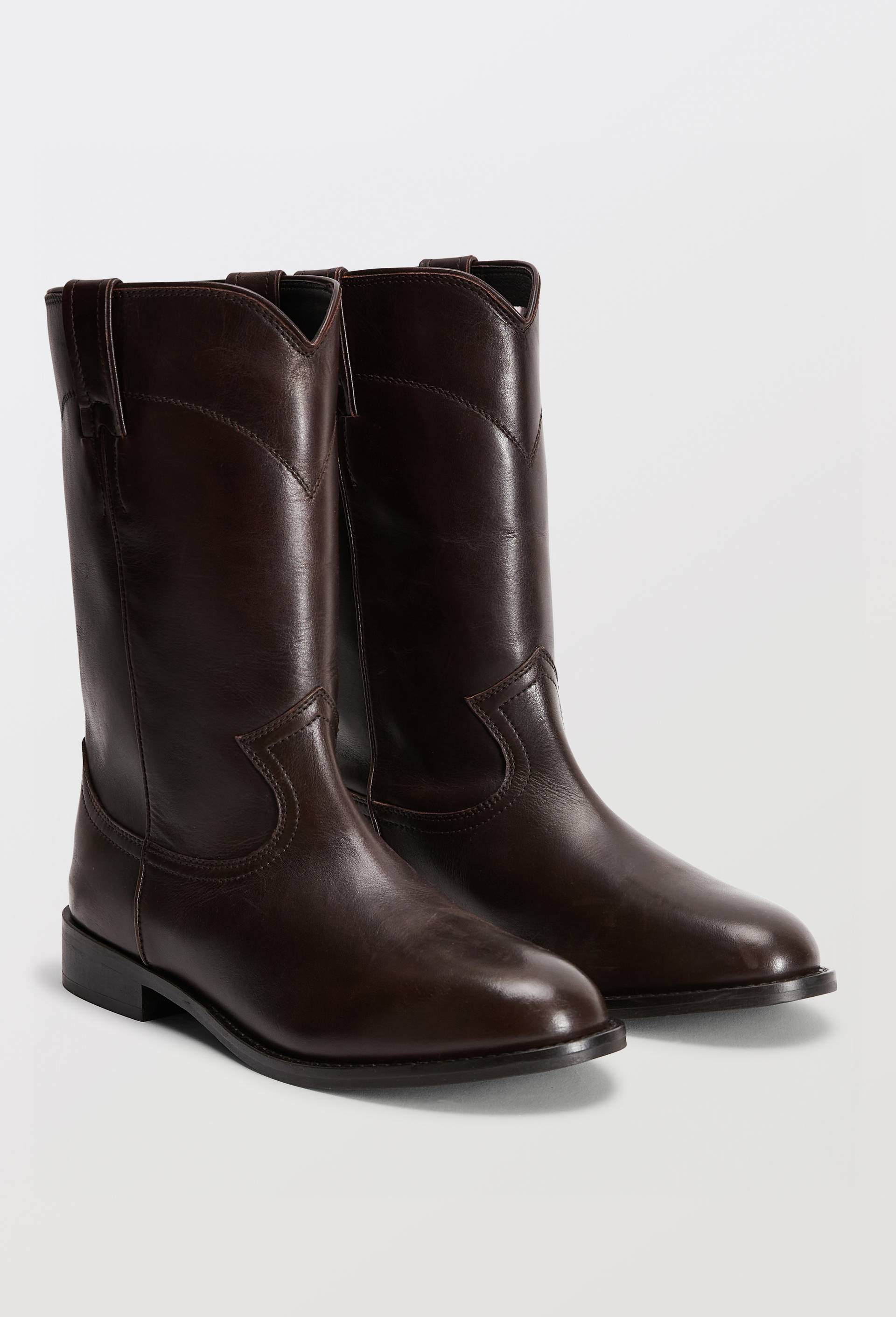 Bottes plates en cuir, Brun fonc&eacute;, large image number 0