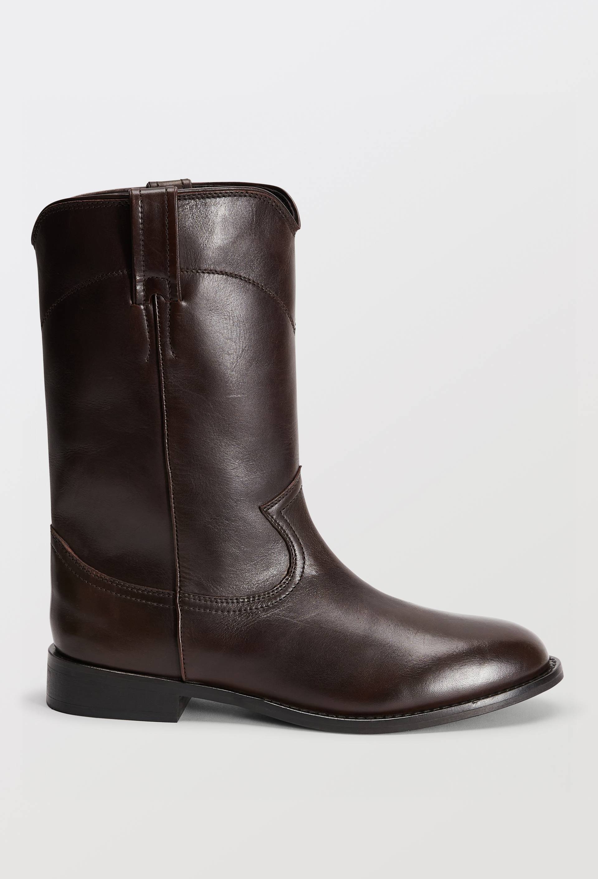 Bottes plates en cuir, Brun fonc&eacute;, large image number 1