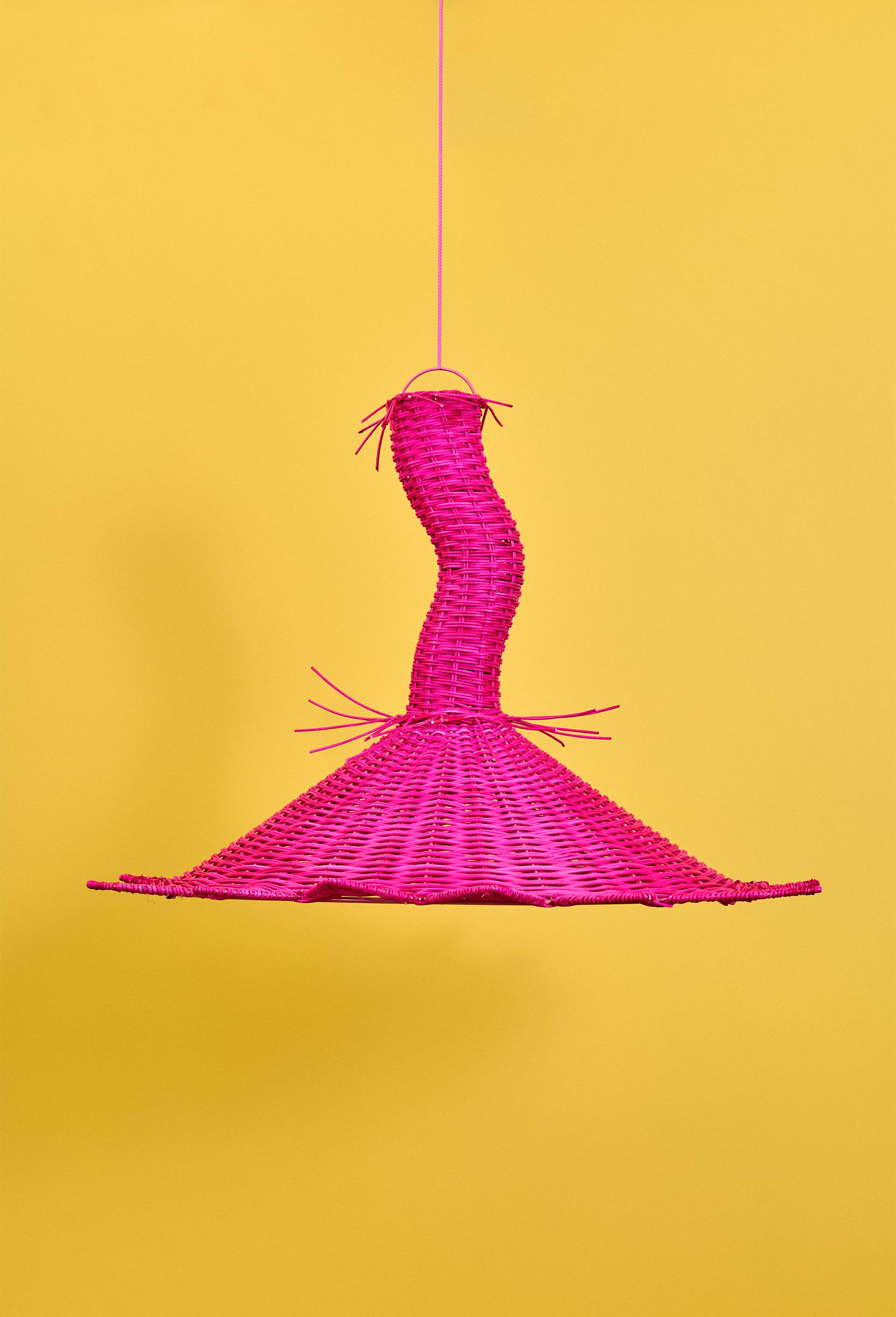 EXCLU WEB - Abat-jour rose, 70cm, en rotin - MESTIZ x MONOPRIX, Rose fonc&eacute;, large image number 0