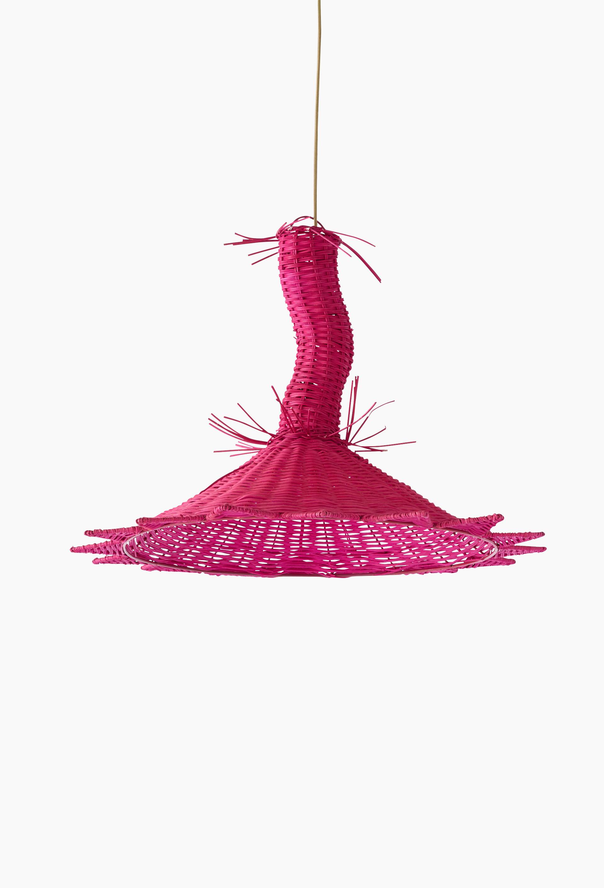 EXCLU WEB - Abat-jour rose, 70cm, en rotin - MESTIZ x MONOPRIX, Rose fonc&eacute;, large image number 1