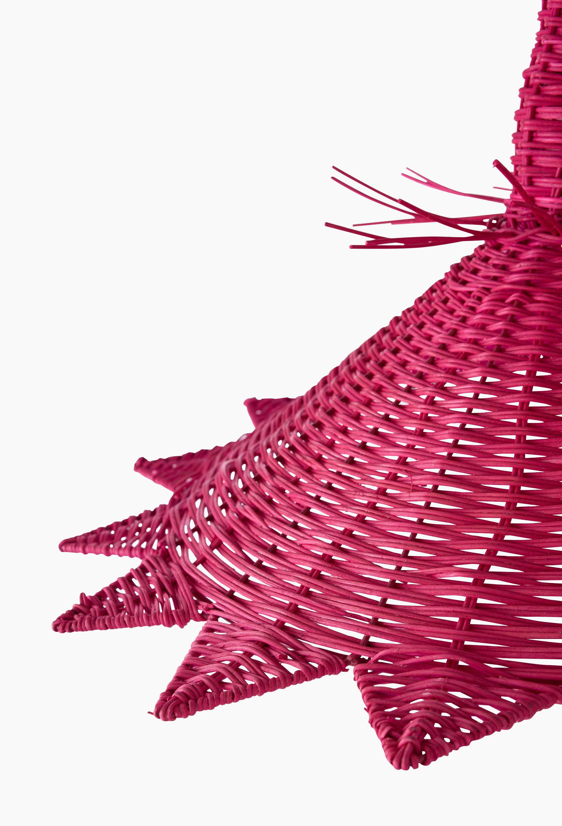 EXCLU WEB - Abat-jour rose, 70cm, en rotin - MESTIZ x MONOPRIX, Rose fonc&eacute;, large image number 2