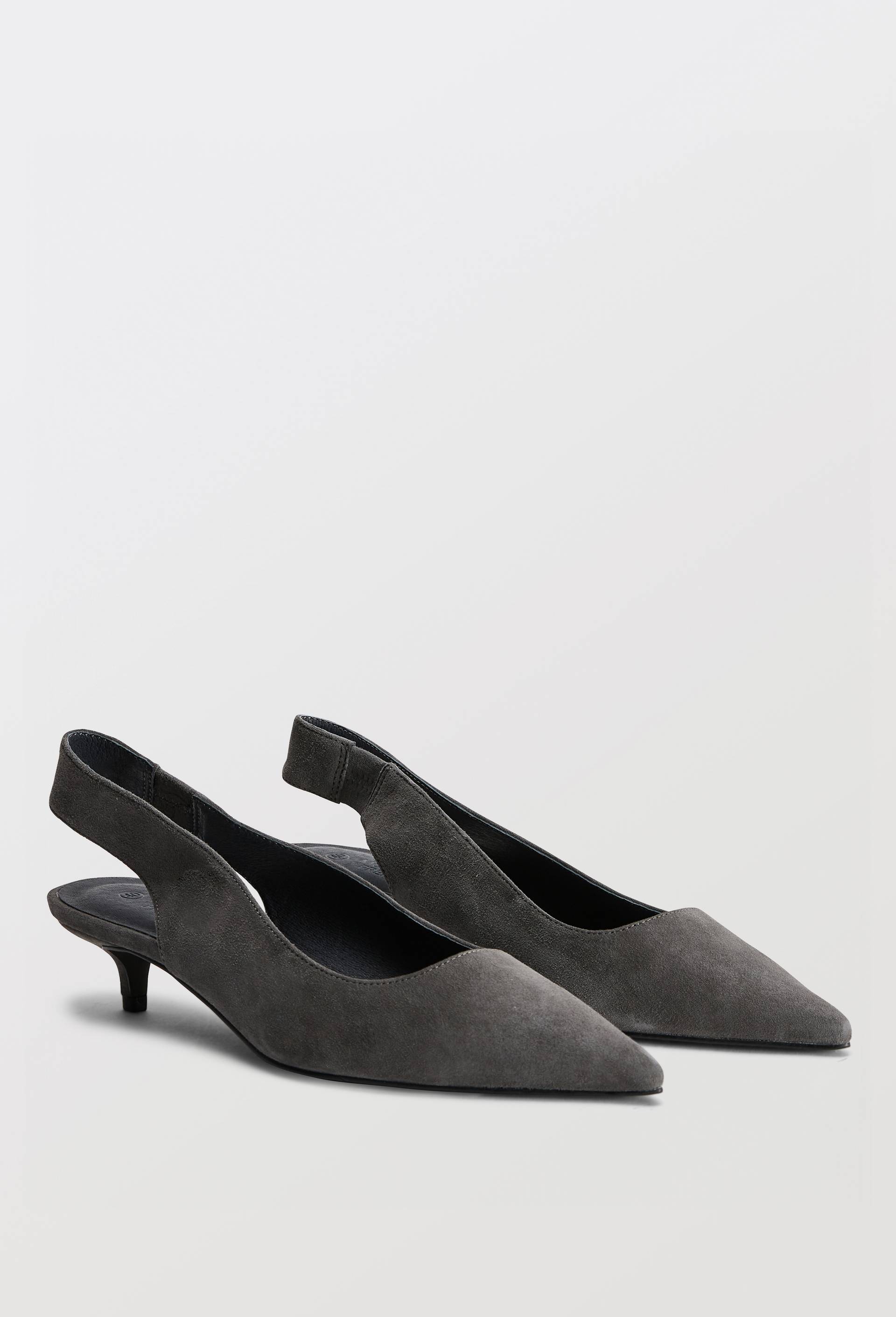 Slingback en cro&ucirc;te de cuir, Gris, large image number 0
