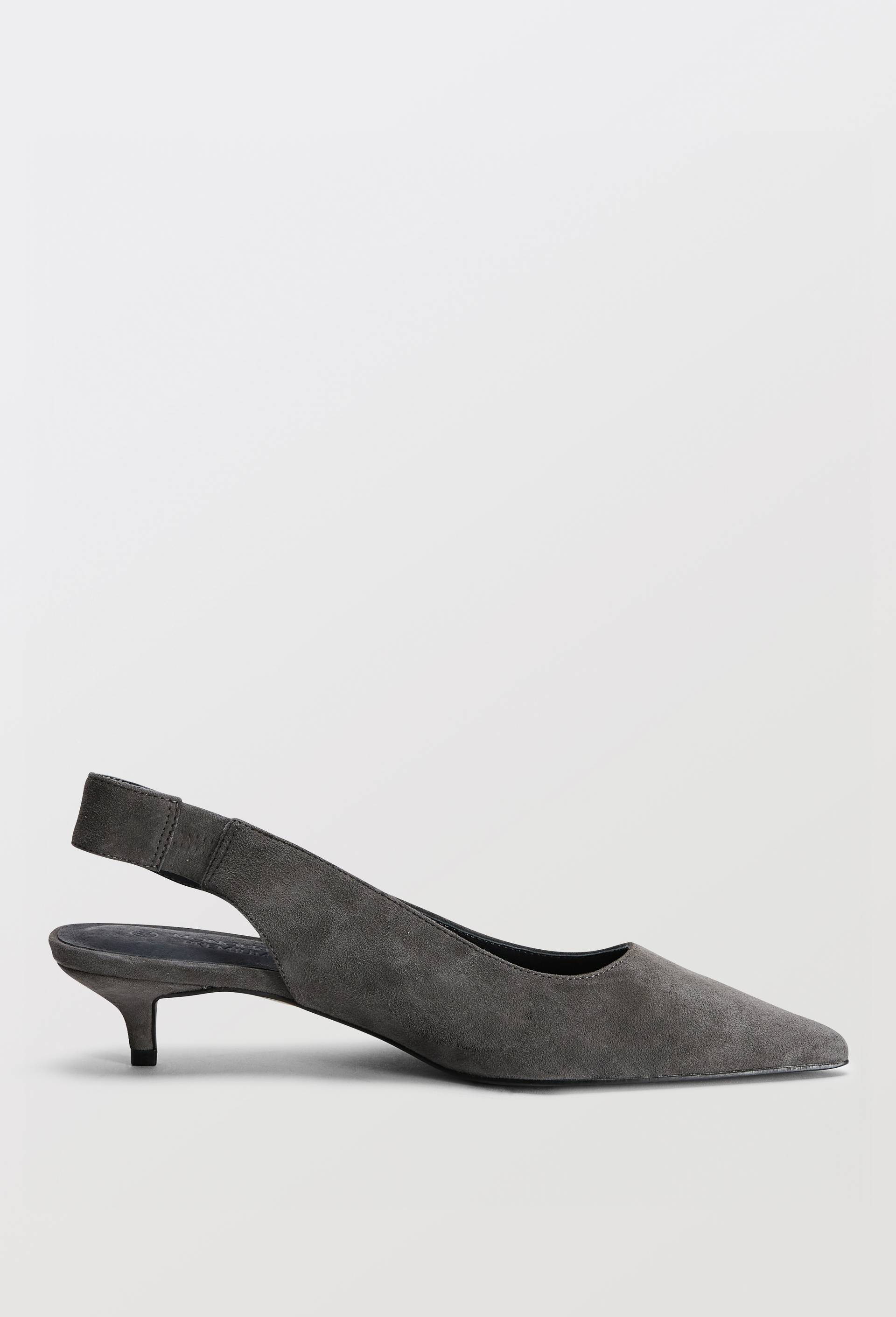 Slingback en cro&ucirc;te de cuir, Gris, large image number 1