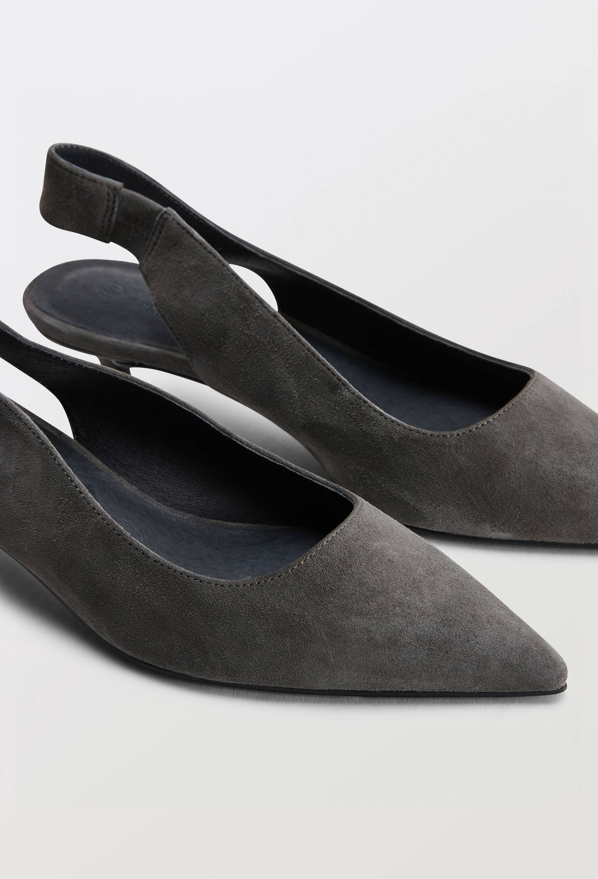 Slingback en cro&ucirc;te de cuir, Gris, large image number 2