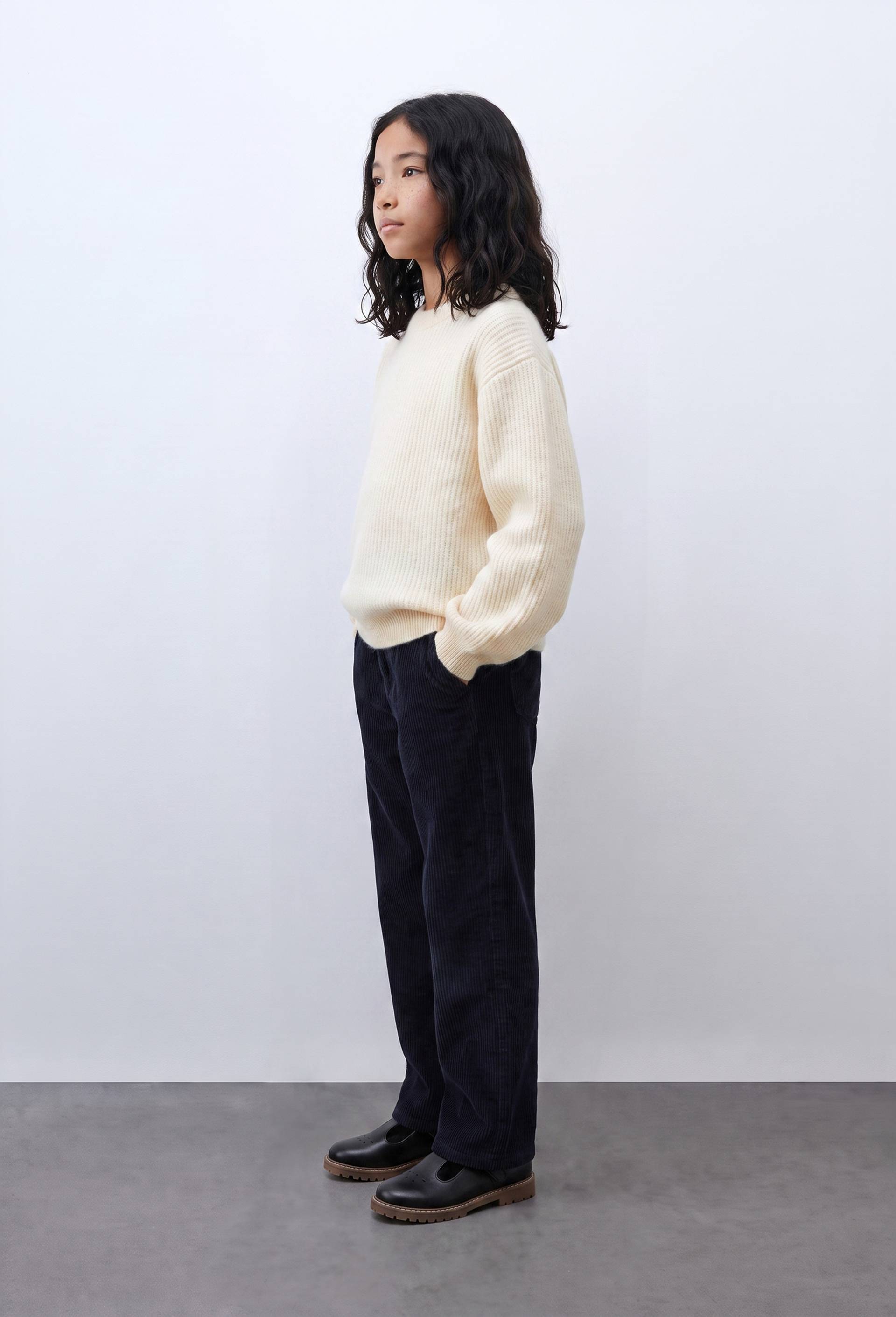 Pull col rond uni, Jaune, swatch image