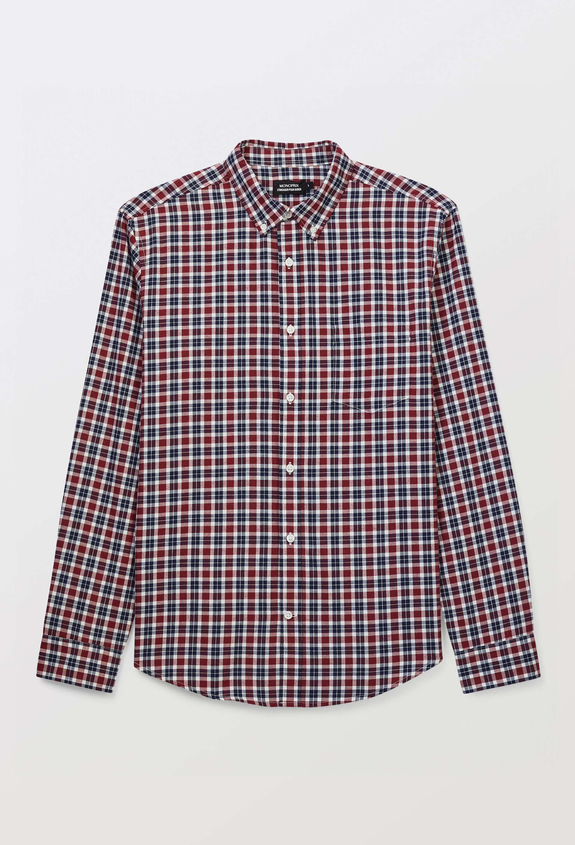 Chemise en flanelle &agrave; carreaux en coton BIO GOTS, Rouge fonc&eacute;, large image number 2.0