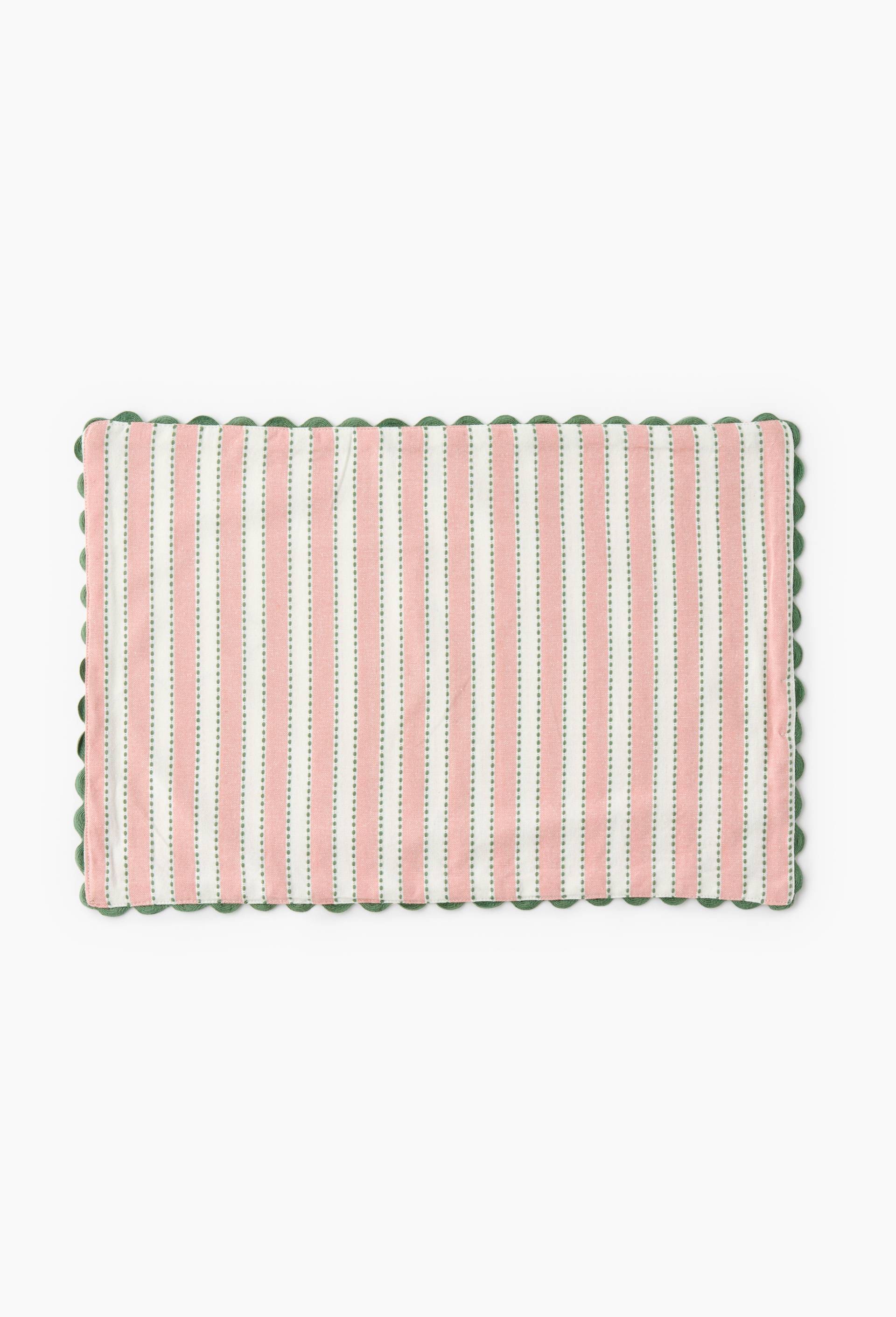 Set de table &agrave; rayures recto-verso, 33x48cm, 100% coton, Rose, large image number 0.0