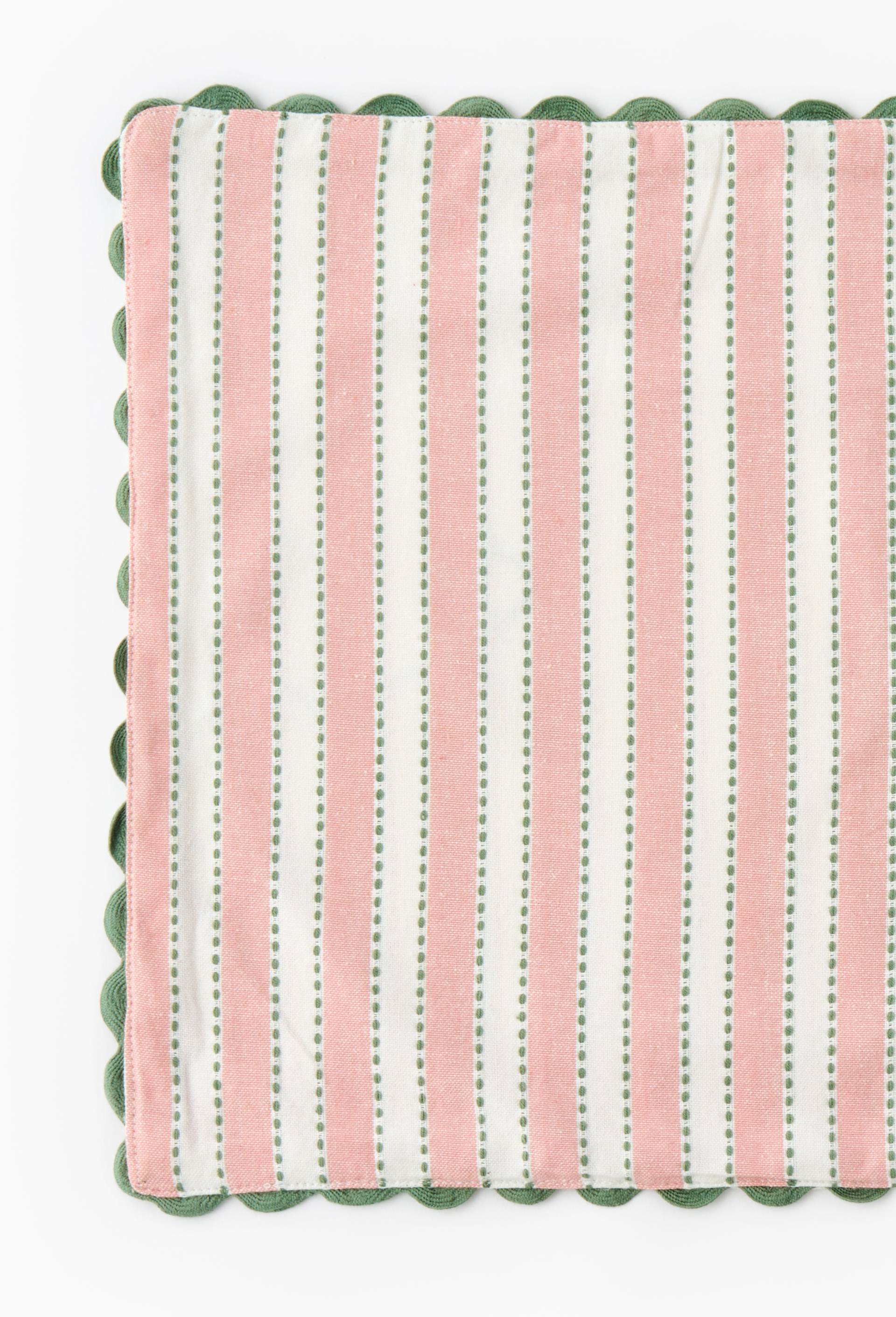 Set de table &agrave; rayures recto-verso, 33x48cm, 100% coton, Rose, large image number 1