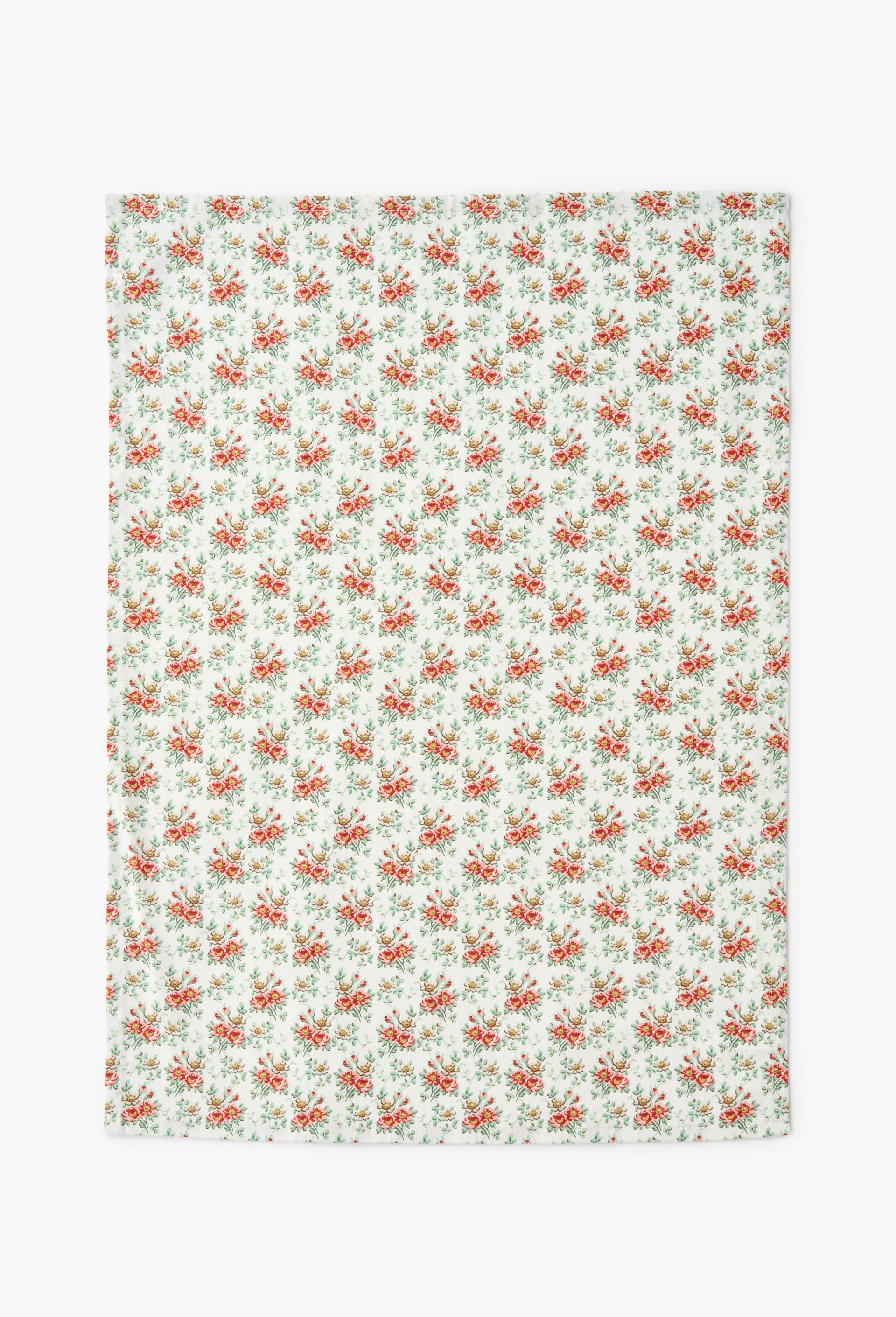 Torchon imprim&eacute; toile de Jouy, 50x70cm 100% coton recycl&eacute;, Ecru, large image number 1